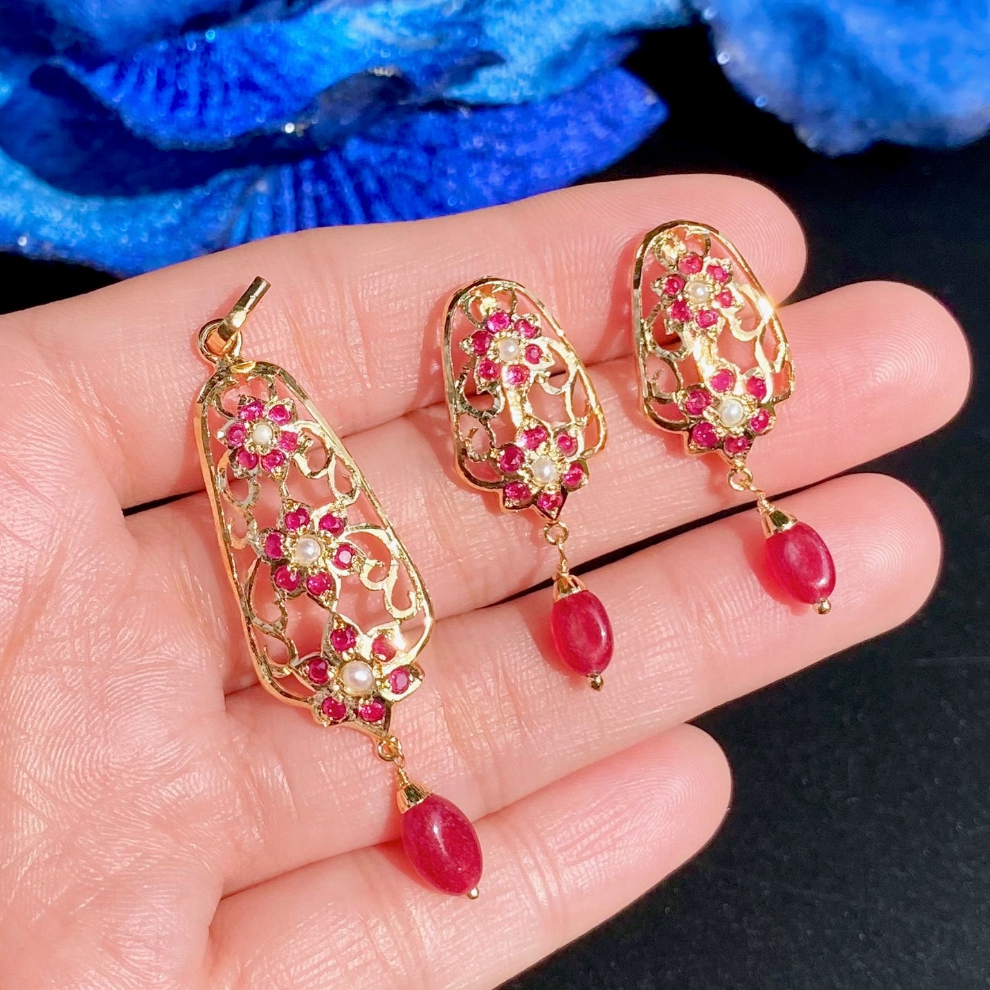 Gold Plated Jadau Pendant Set | Premium Artificial Jewelry  BPS 011