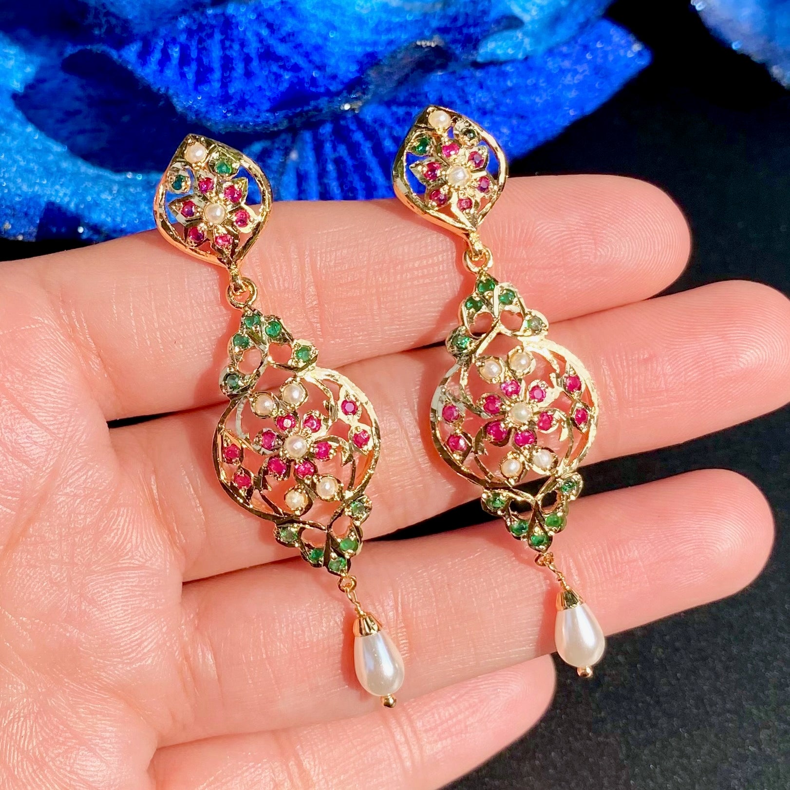 Gold Plated Jadau Earrings | Premium Immitation Jewelry BER 085