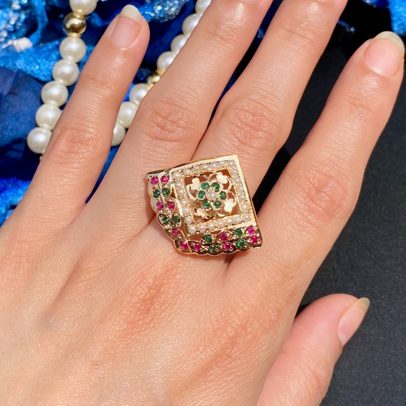 fine jadau ring gold plated silver