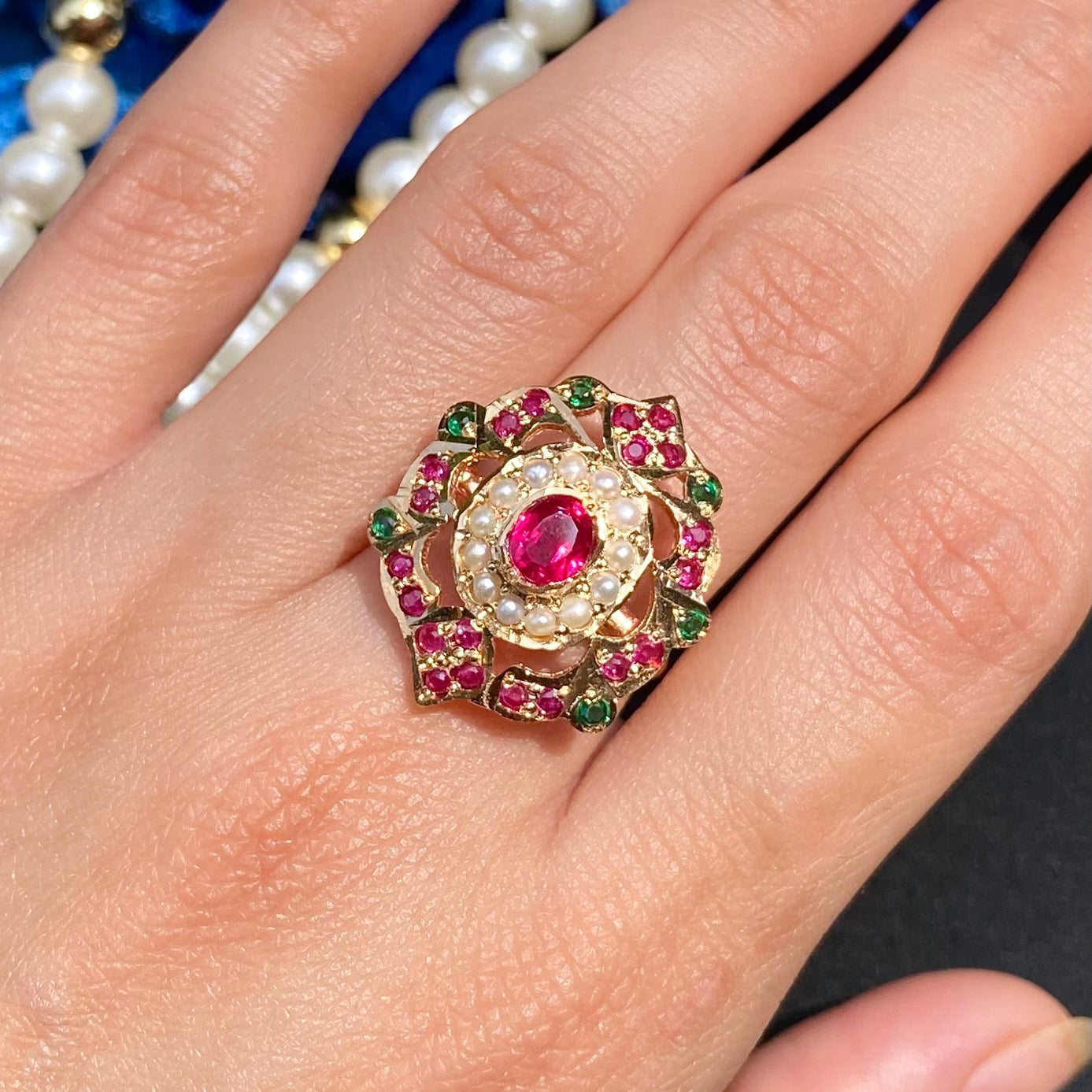 ruby emerald ring gold plated