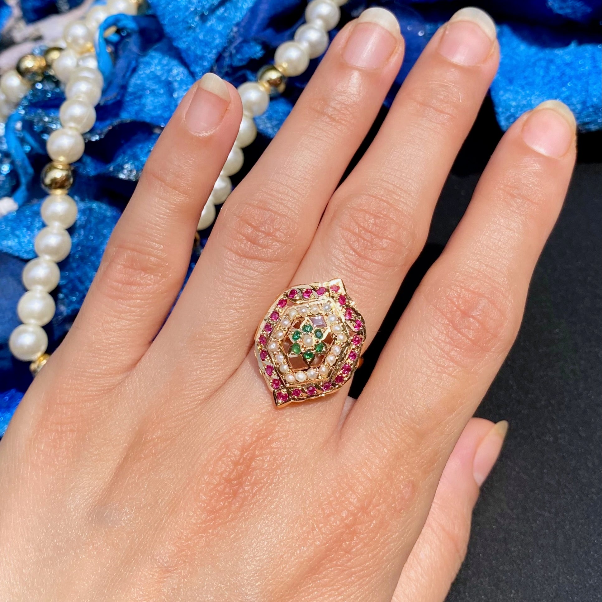 delicate jadau ring gold plated silver