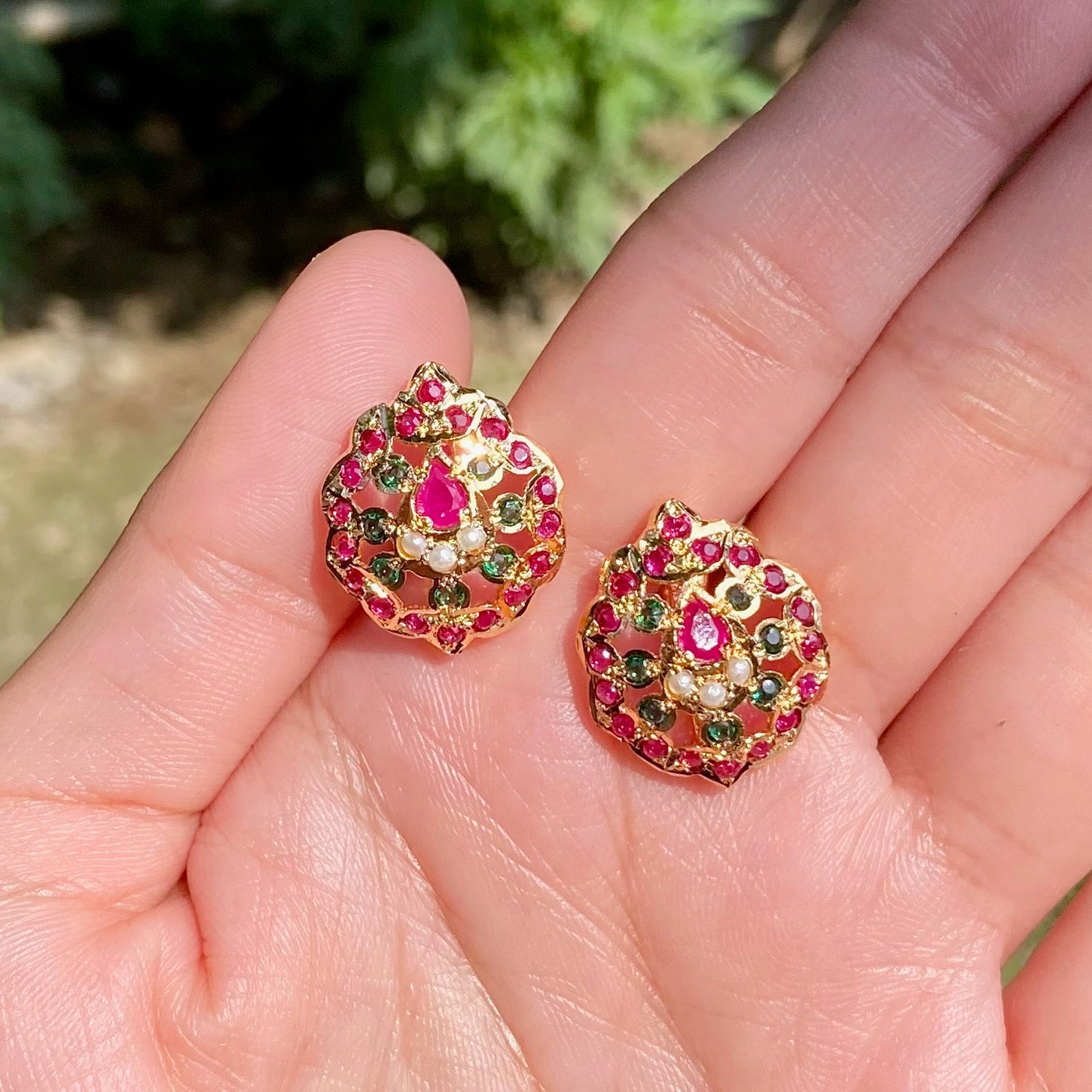 Artificial Hyderabadi Style Jadau Tops | Gold Plated on Mixed Metal BER 090