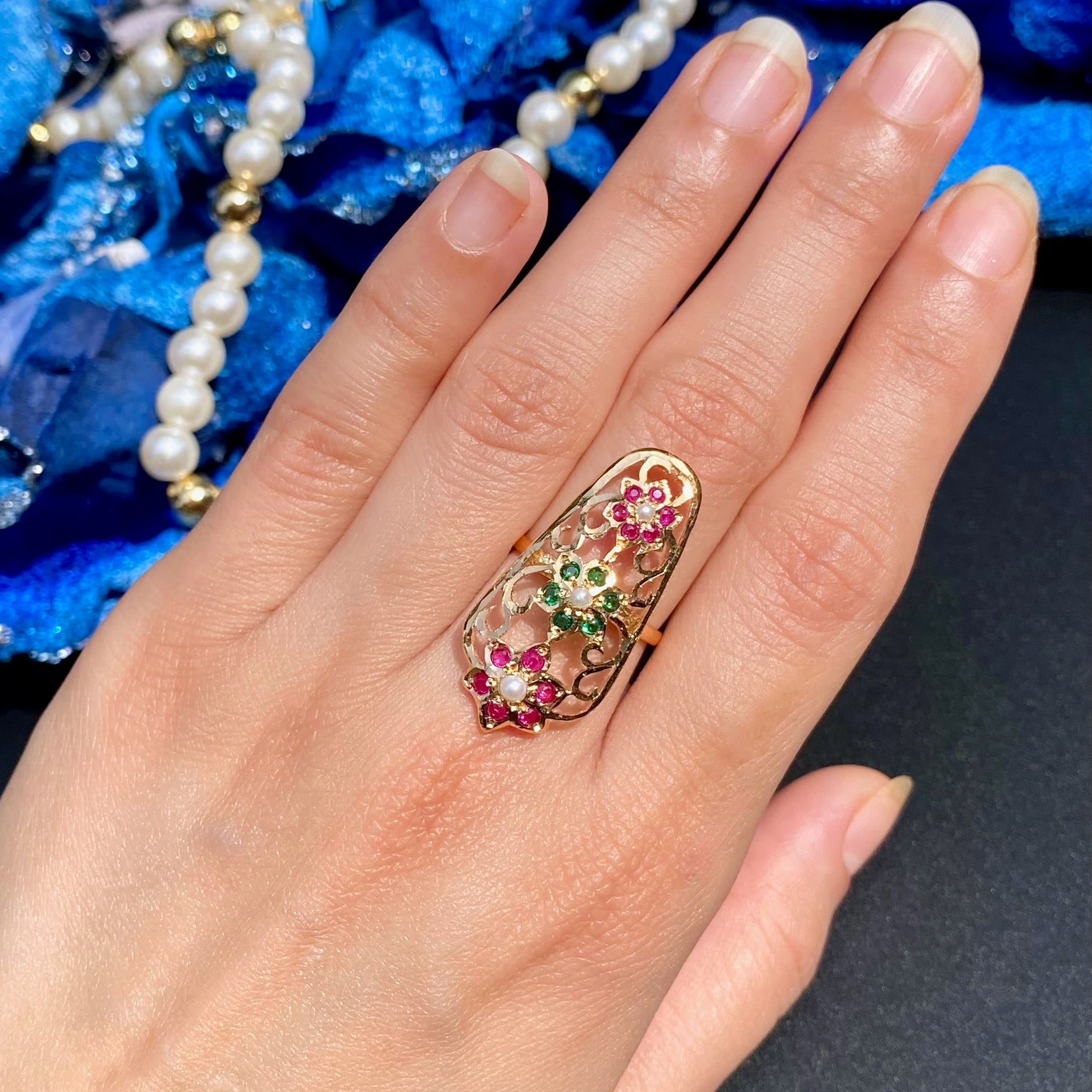 Stylish Ladies' Ring | Gold Plated on Silver | Jadau Jewelry LR 076