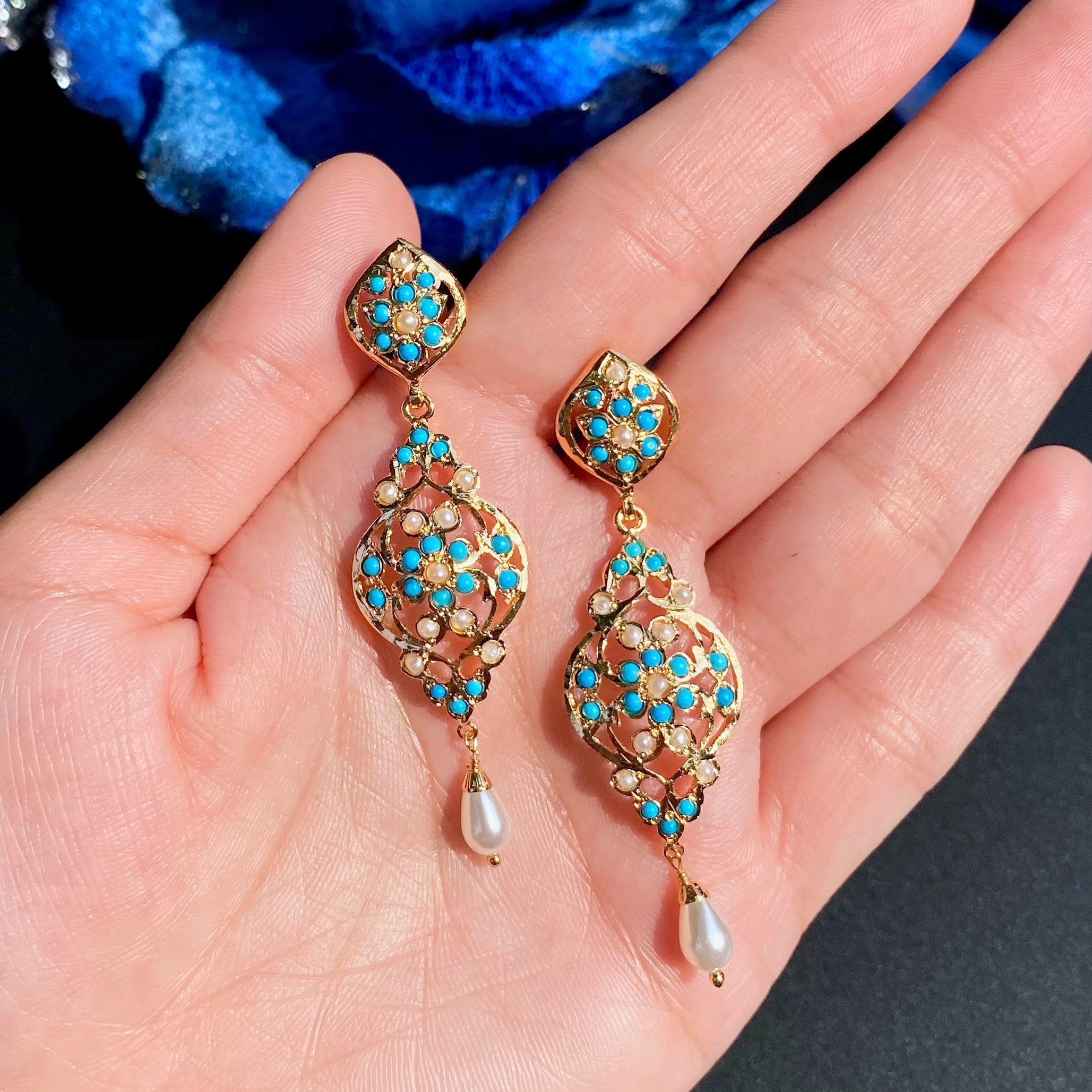 Gold Plated Jadau Earrings | Premium Artificial Jewelry BER 091