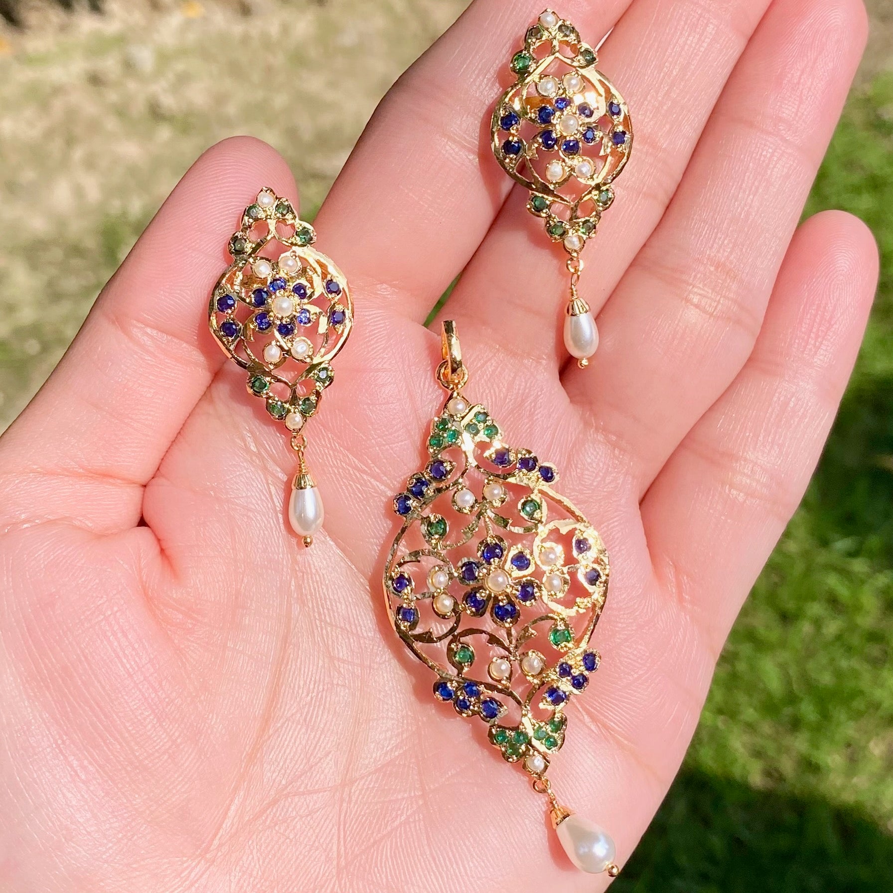 Gold Plated Jadau Locket Set | Premium Artificial Jewelry  BPS 006