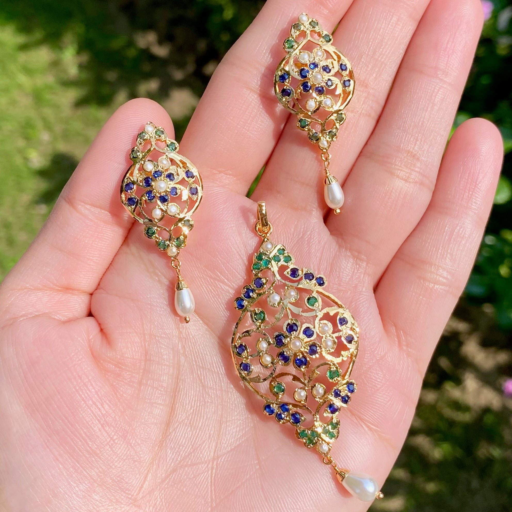 Gold Plated Jadau Locket Set | Premium Artificial Jewelry  BPS 006