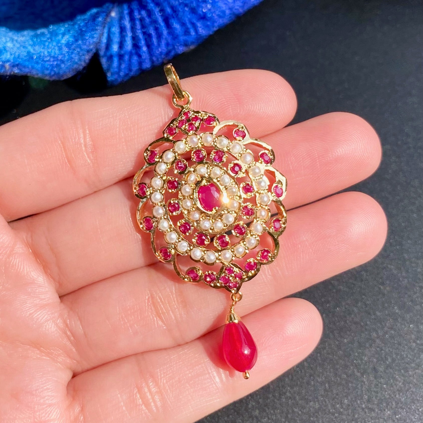 Gold Plated Jadau Locket Set | Premium Artificial Jewelry on Mixed Metal BPS 008