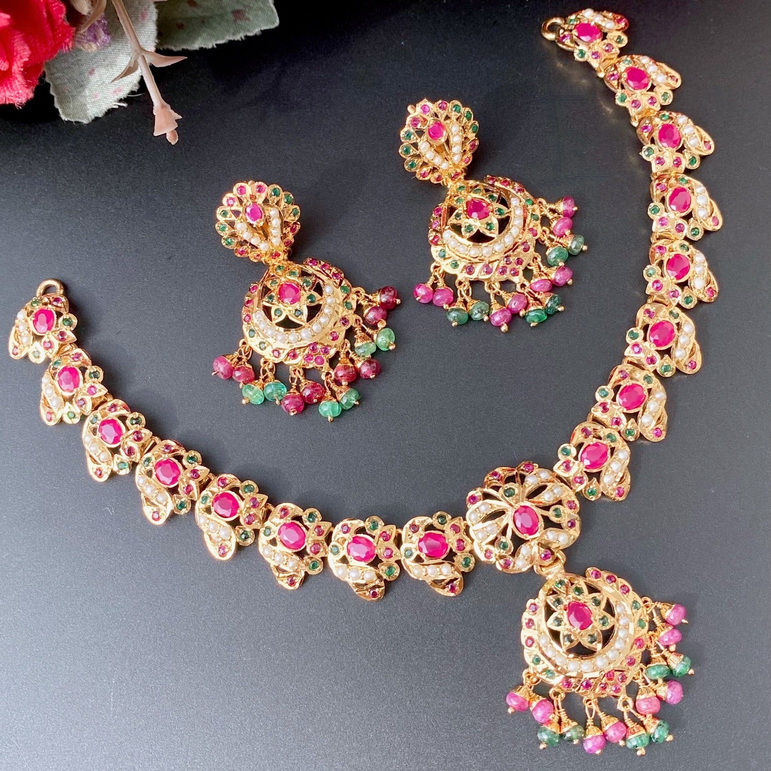stone studded necklace