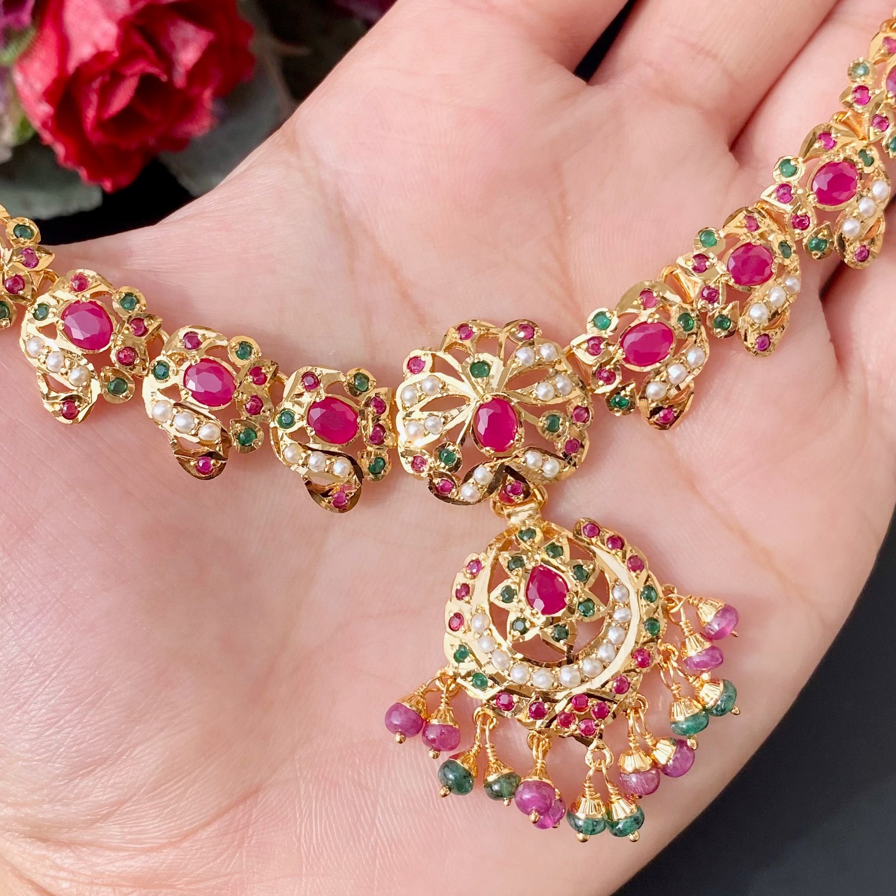 stone studded necklace