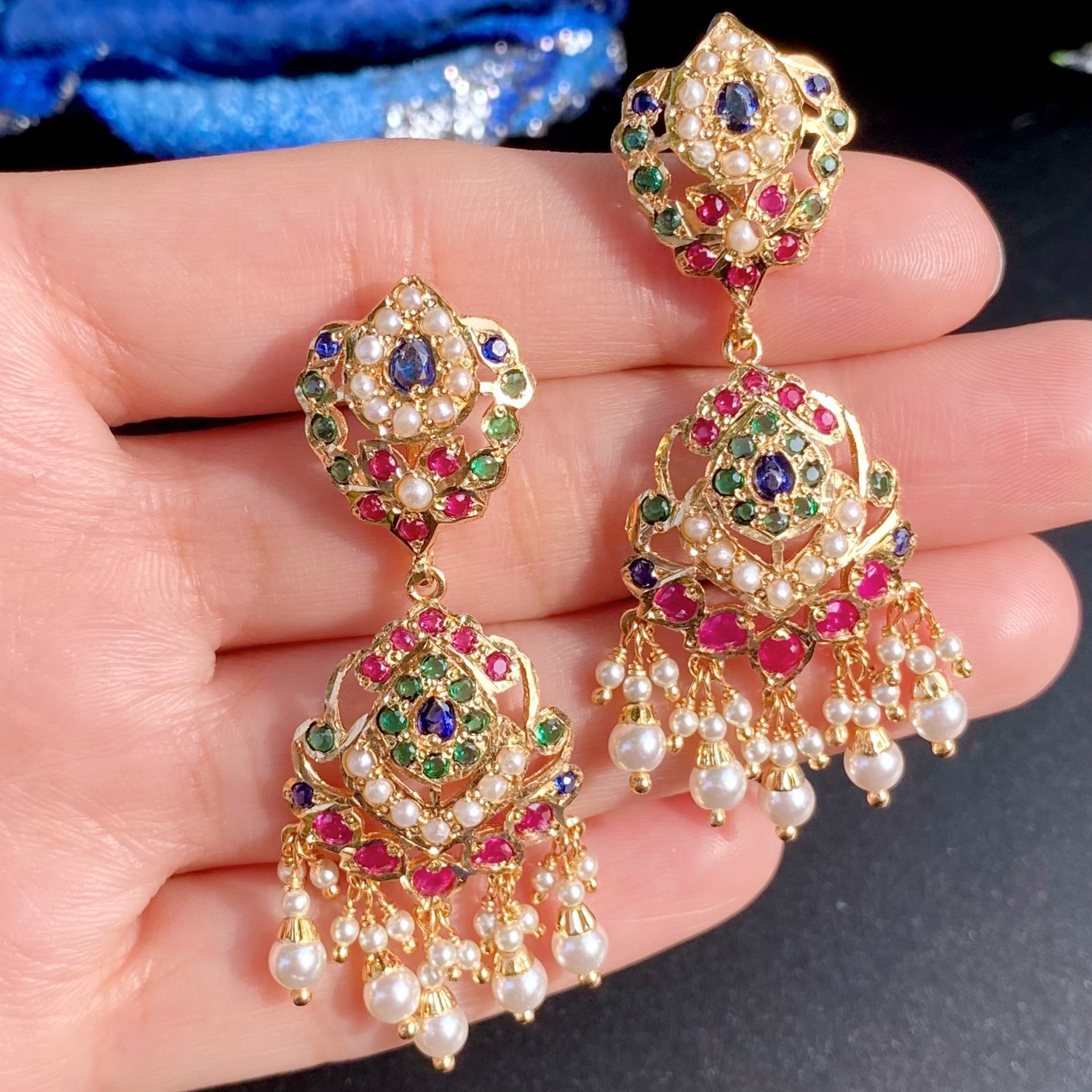 Gold Plated Jadau Dangler Earrings | Artificial Jewelry BER 125