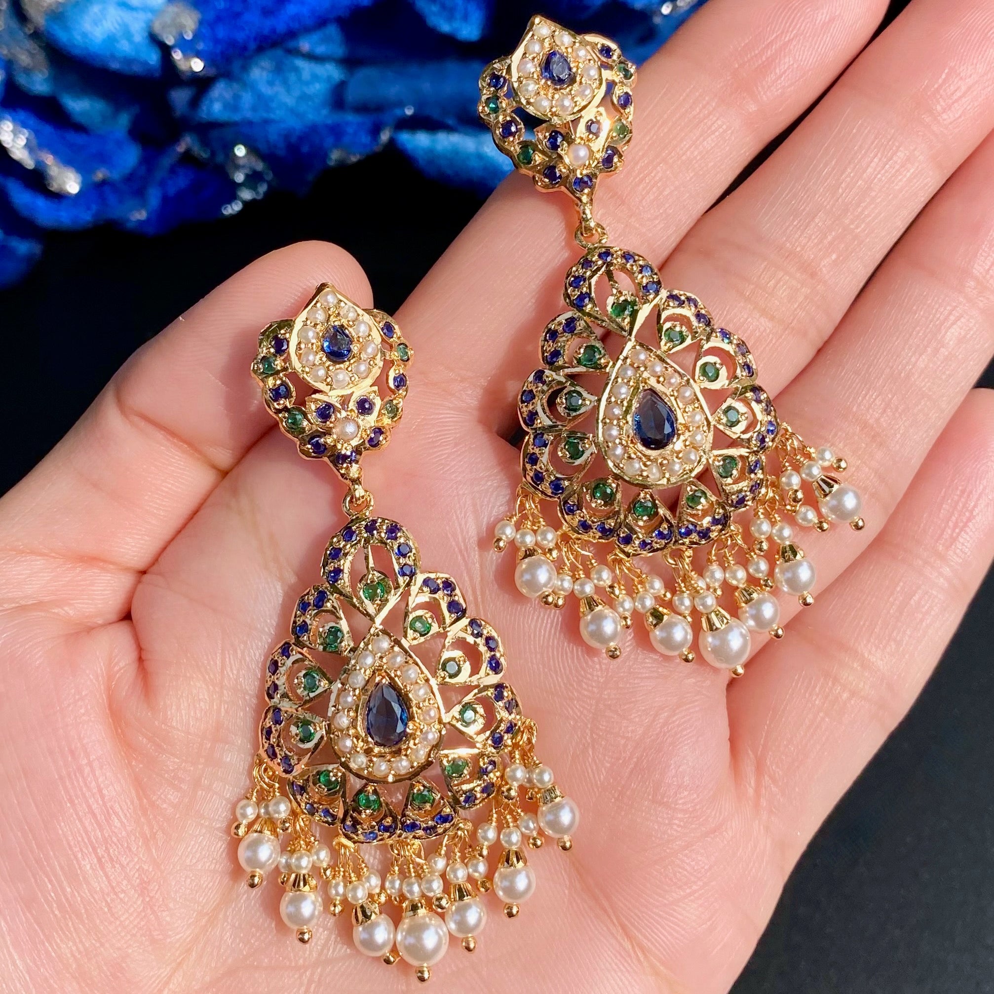 Gold Tone Jadau Dangler Earrings | Artificial Jewelry BER 116