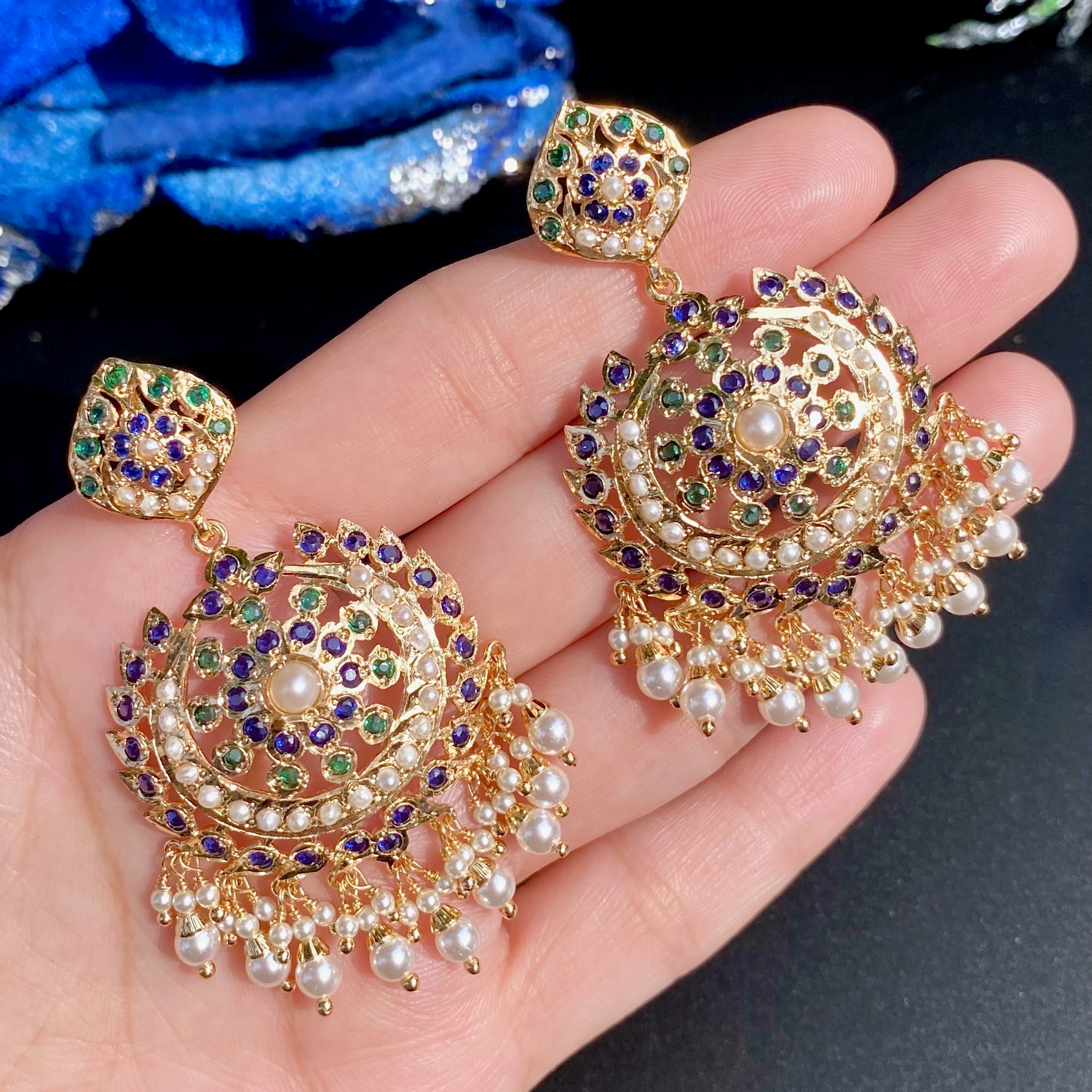 Gold Tone Jadau Dangler Earrings | Artificial Jewelry BER 117