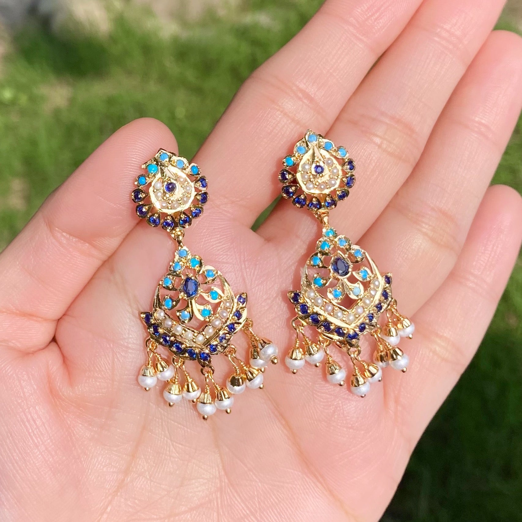 Gold Plated Jadau Dangler Earrings | Artificial Jewelry BER 122