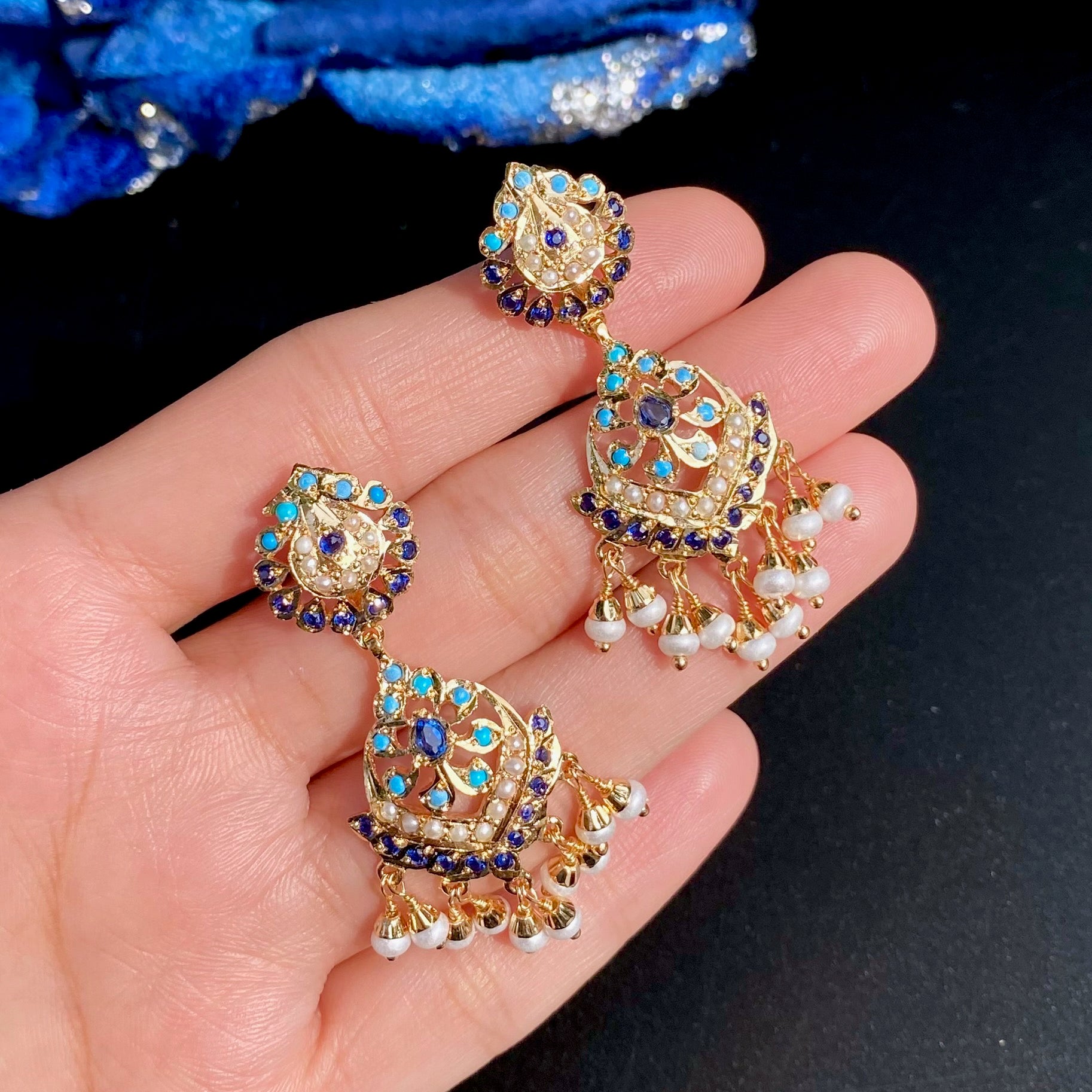 Gold Plated Jadau Dangler Earrings | Artificial Jewelry BER 122