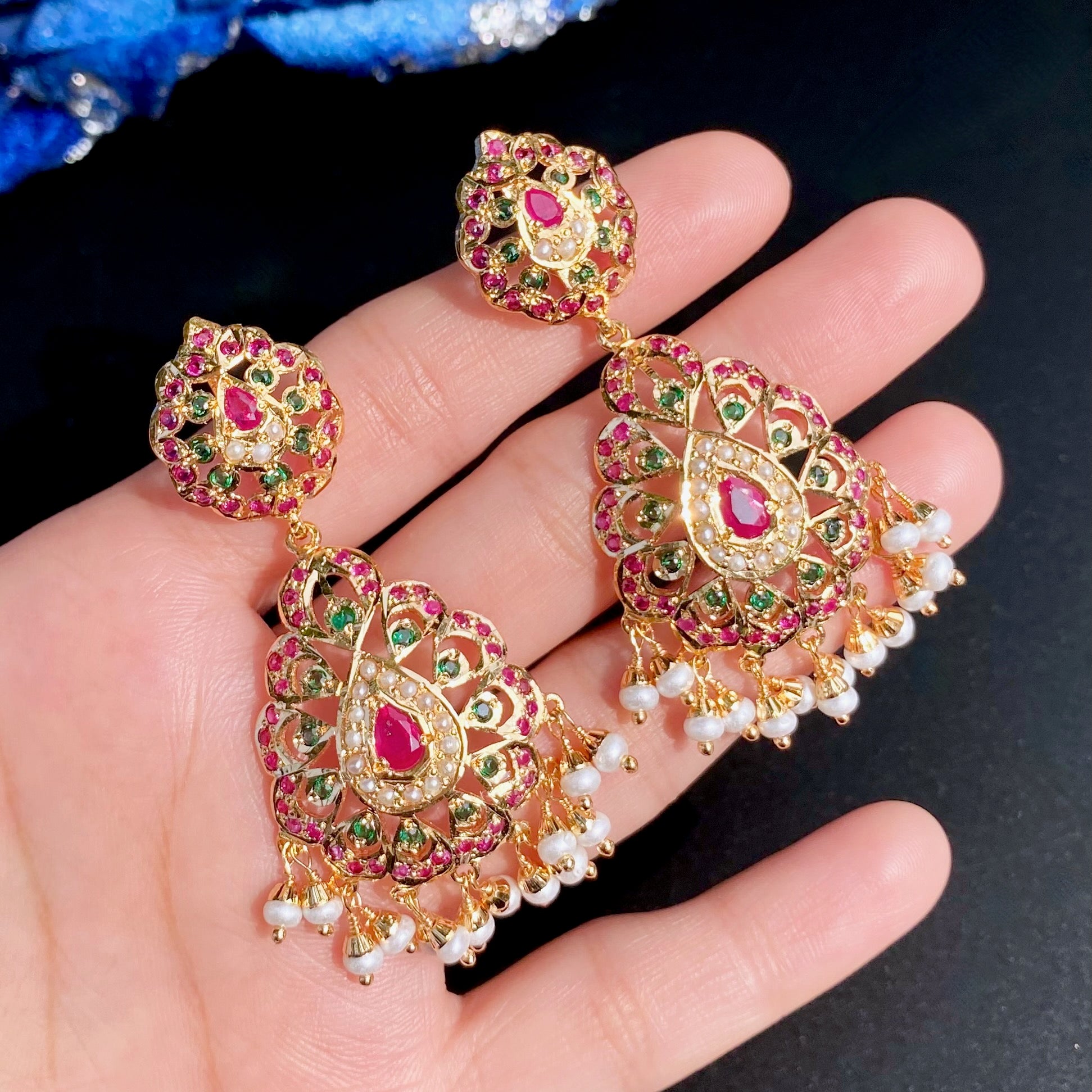 Gold Plated Jadau Dangler Earrings | Artificial Jewelry BER 129