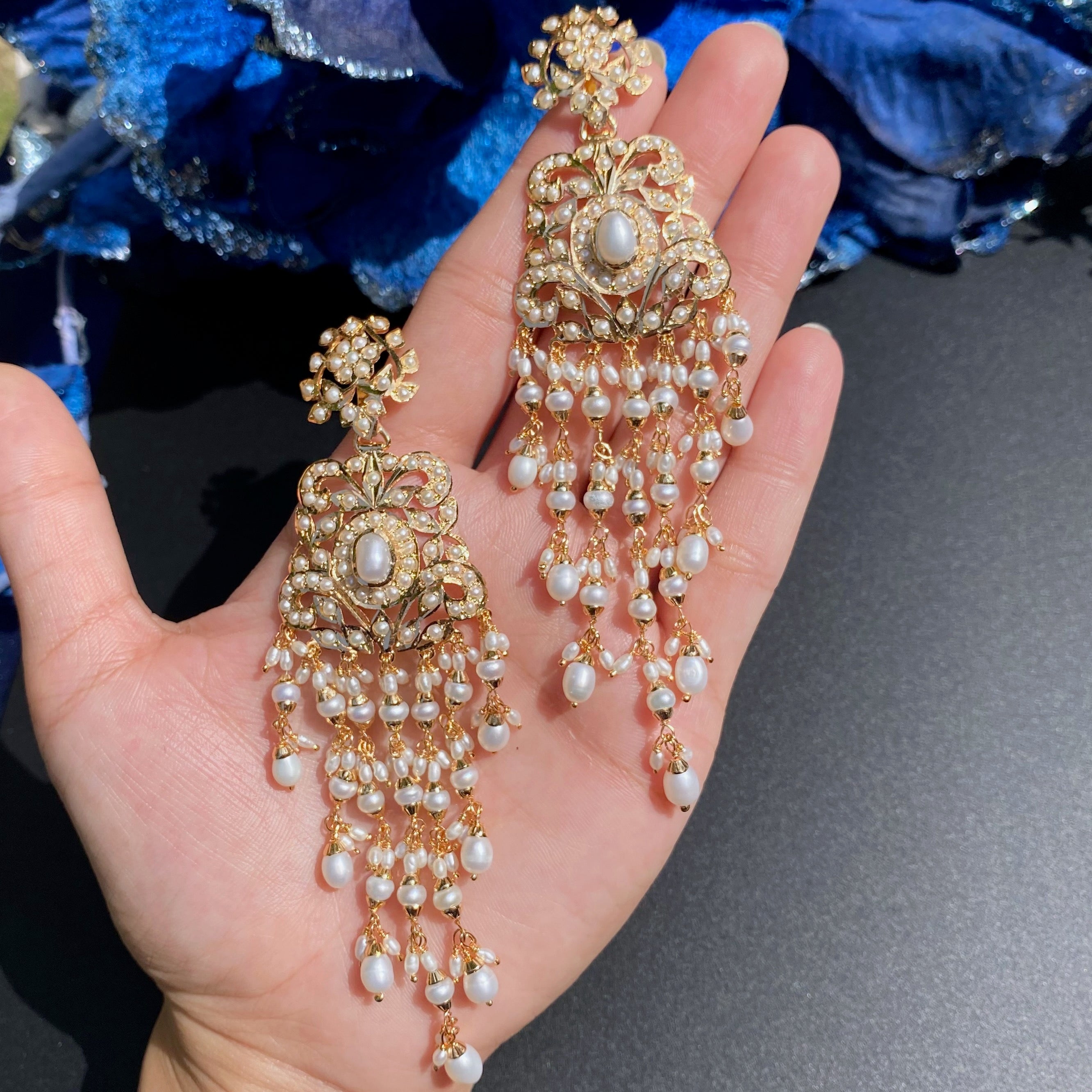 long real pearl danglers