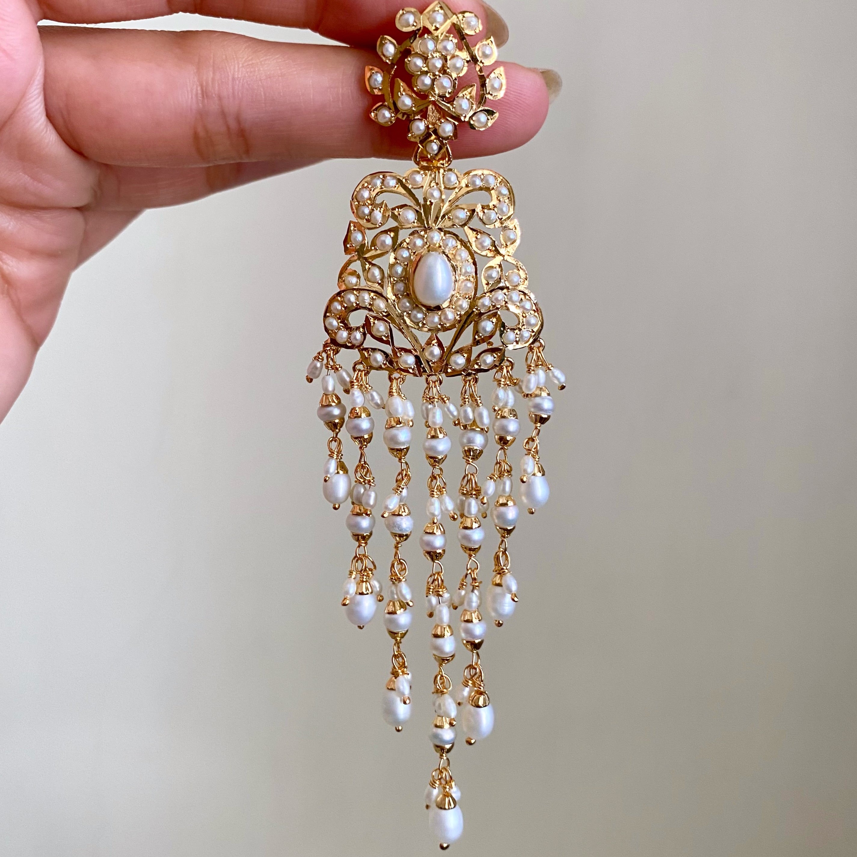 long real pearl danglers