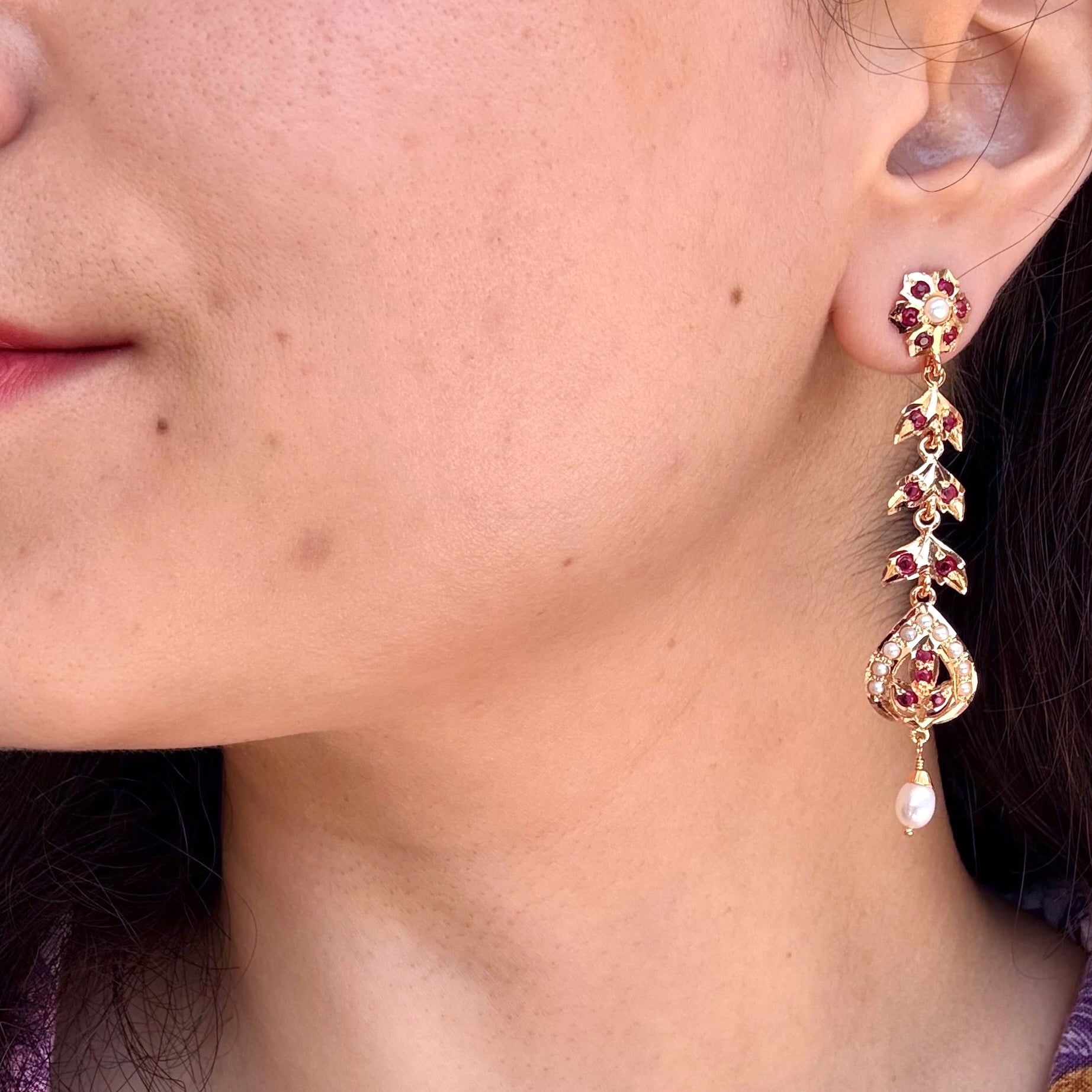 Long Flowing Delicate Earrings | Sterling Silver with Gold Plating ER 723