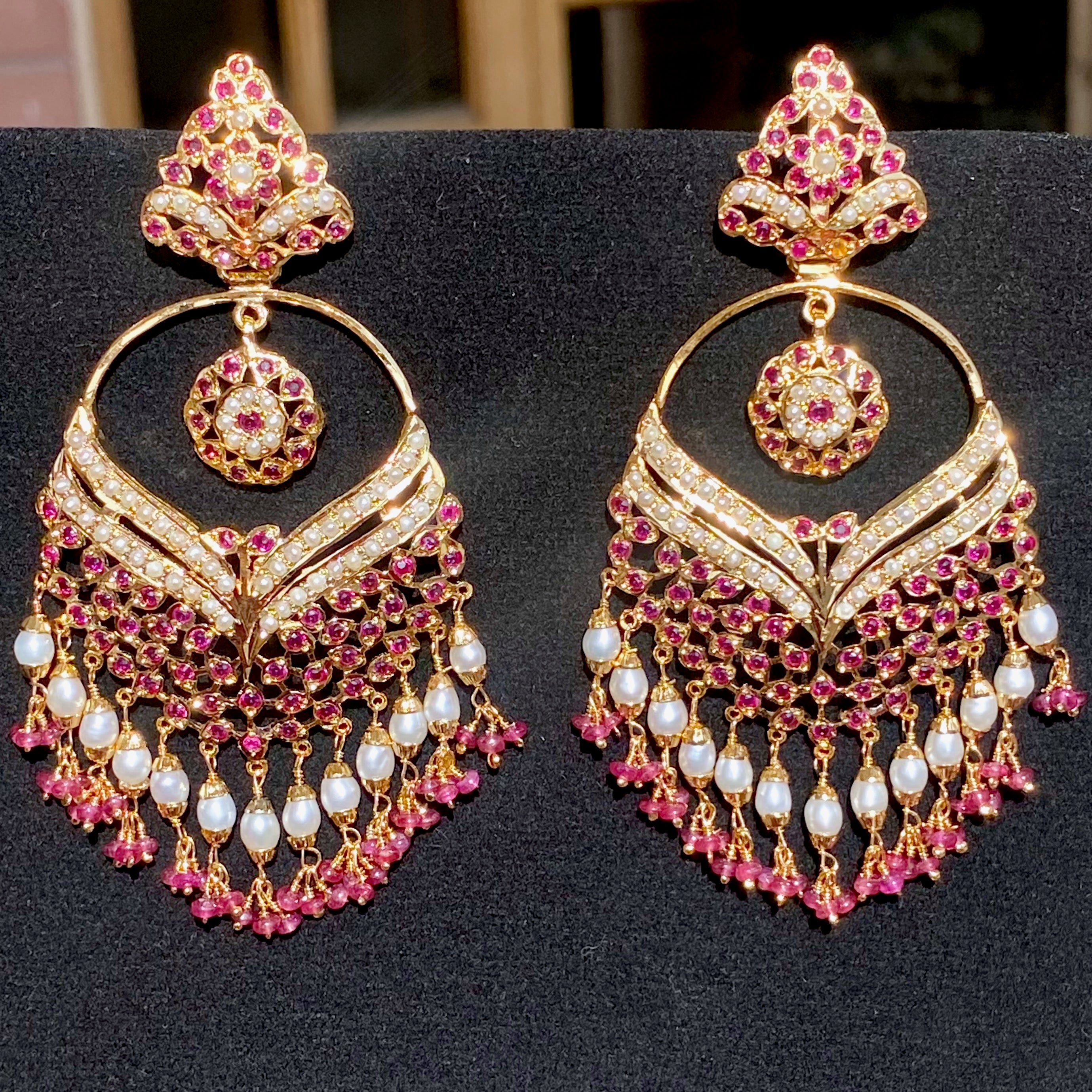 jadau chandbali ruby and pearls