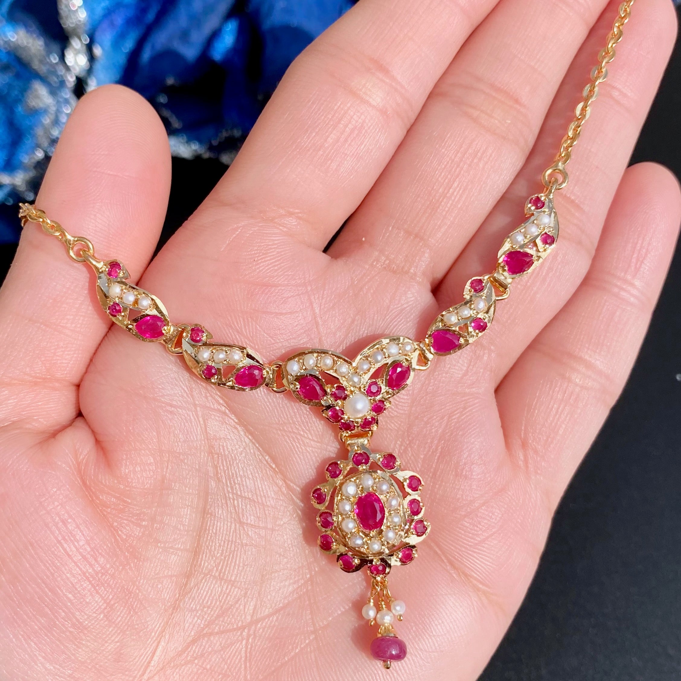 Dainty Jadau Chain Necklace Set | Gold Plated on 925 Silver NS 446