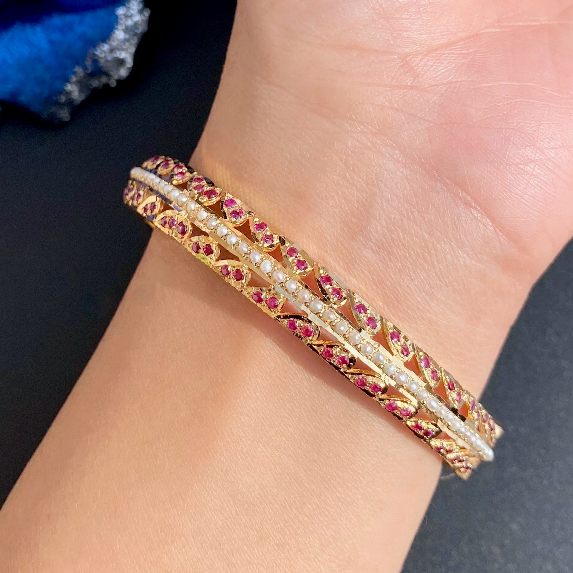 Fine Jadau Bangles on 925 Silver | Gold Plated BG 166