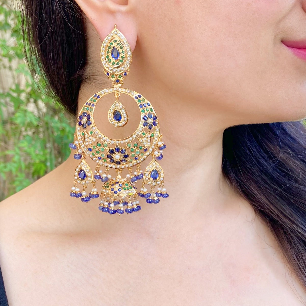 large chandbali with jhumka