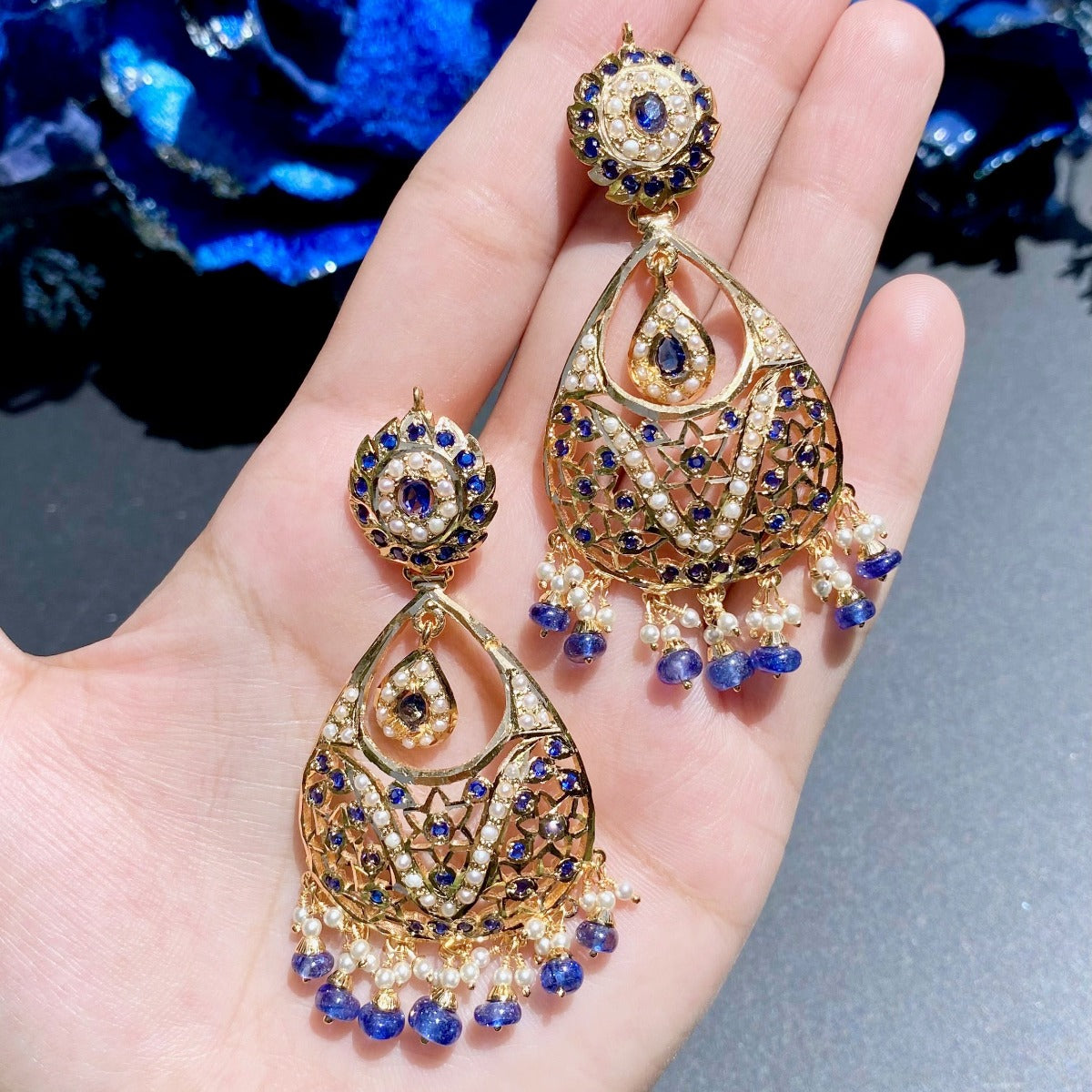 silver gold plated chandbali earrings