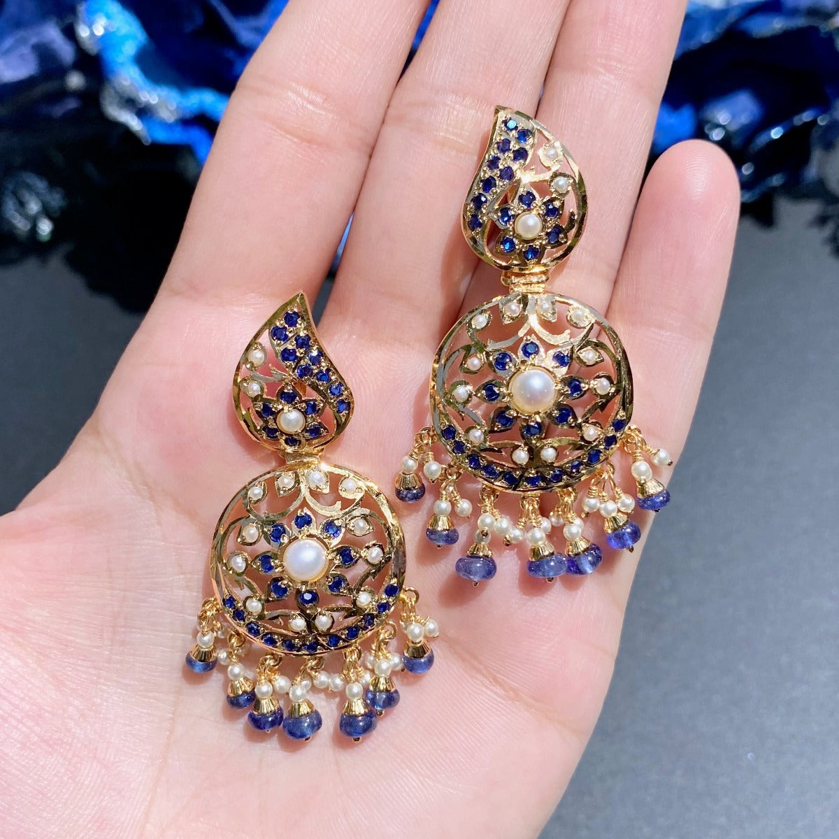 gold plated jadau earrings with price