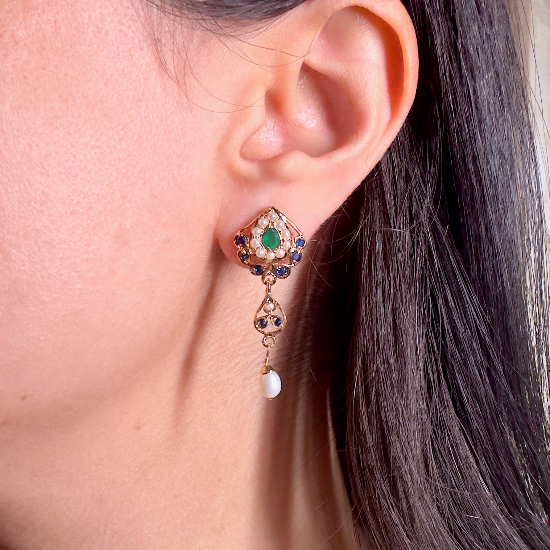 Delicate Jadau Stud Earrings | Gold Plated on 925 Silver ER 494