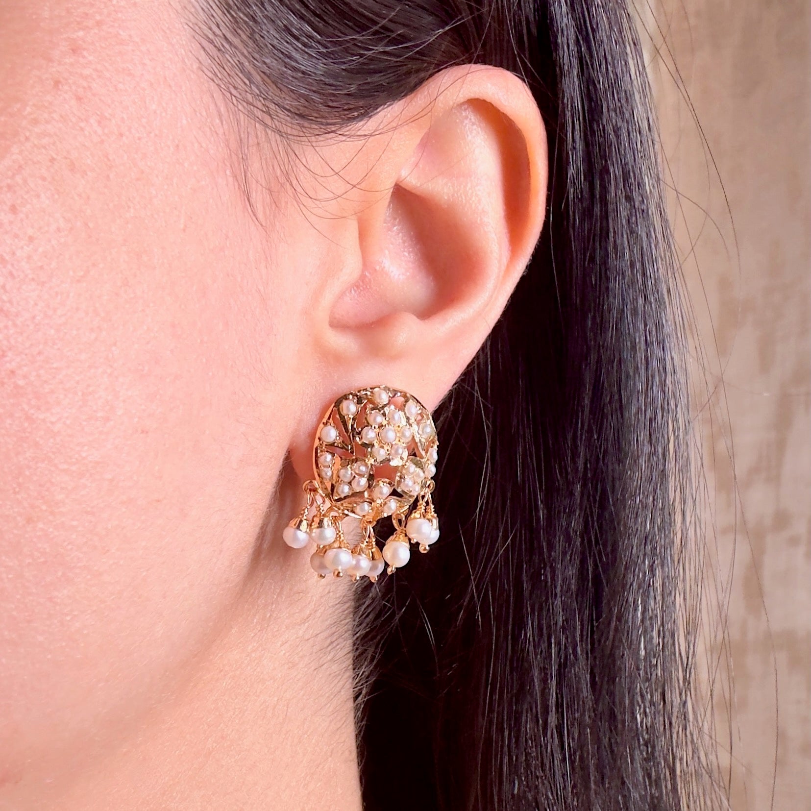Small Round Pearl Stud Earrings For Women | 925 Silver Gold Plated ER 493