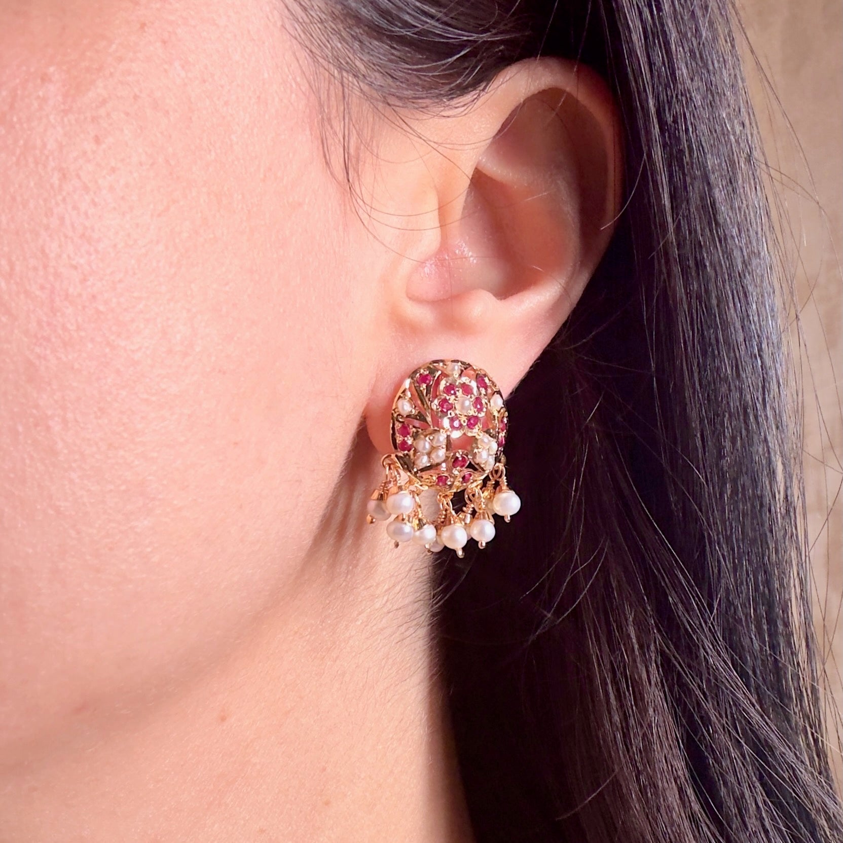 Womens Stud Earrings | Jadau Jewelry | Gold Plated on Silver ER 492