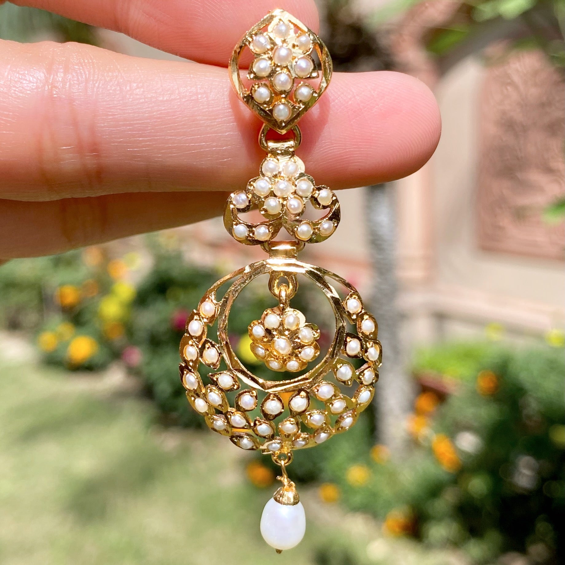 Long Chandbali Danglers | Freshwater Pearls on 925 Silver Earrings ER 656