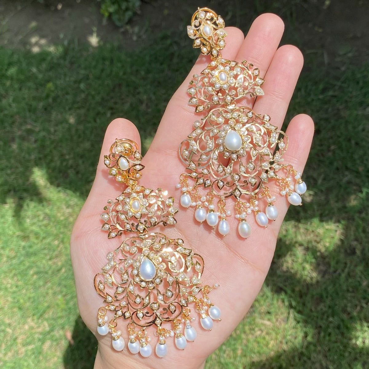 statement earrings pearls