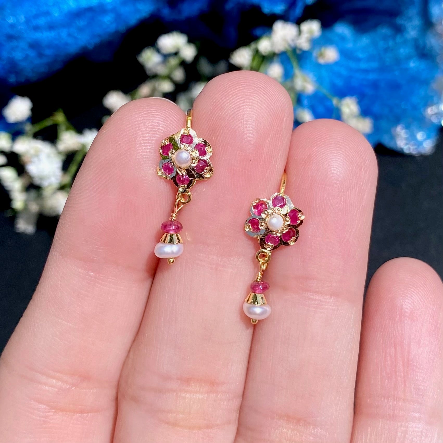 Floral Jadau Earrings | Fish hook Style | GER 119