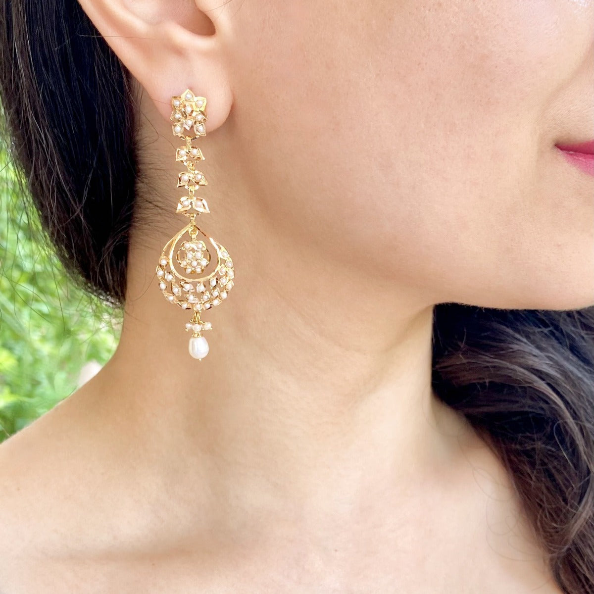 pearl jadau earrings for women