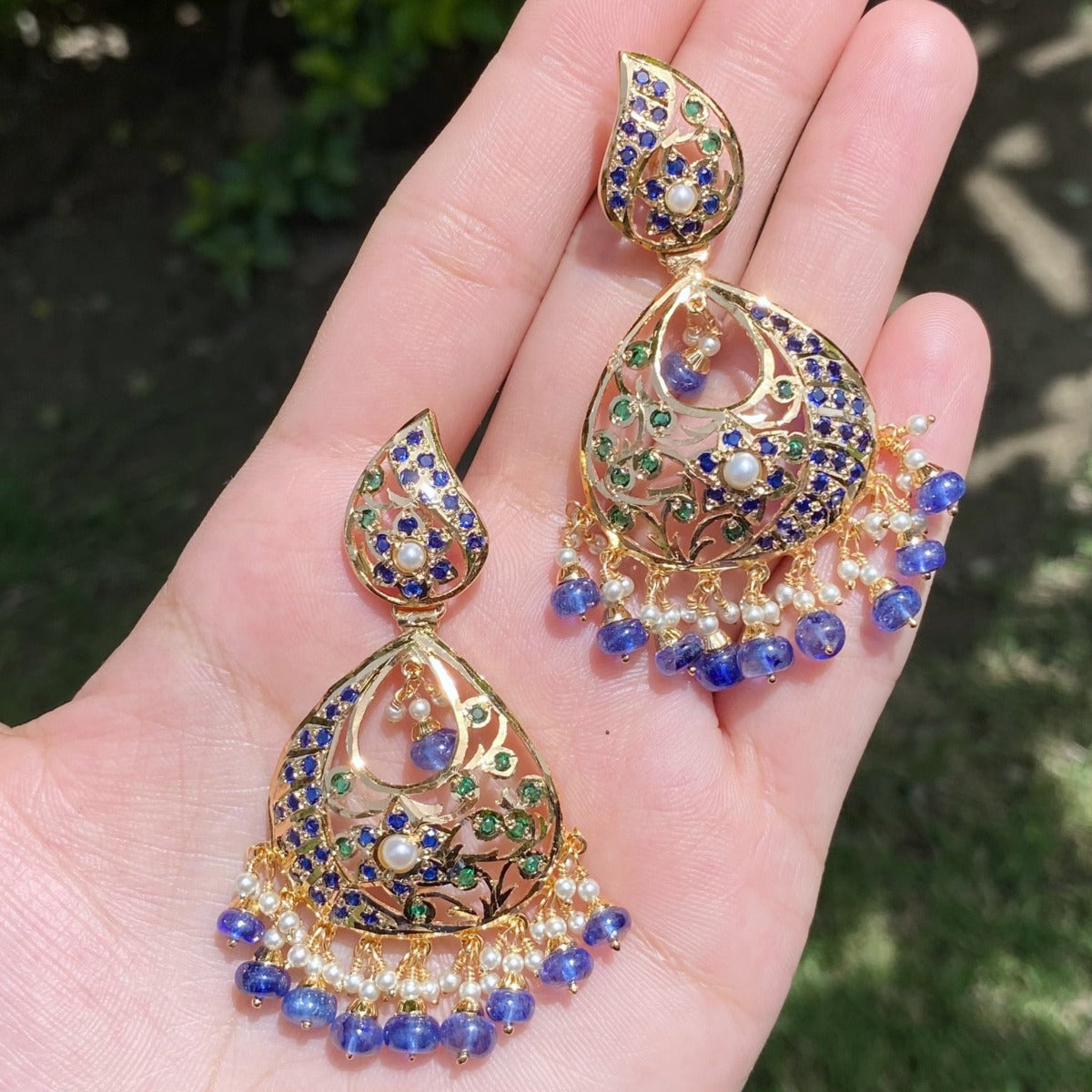 kundan jadau chandbali earrings