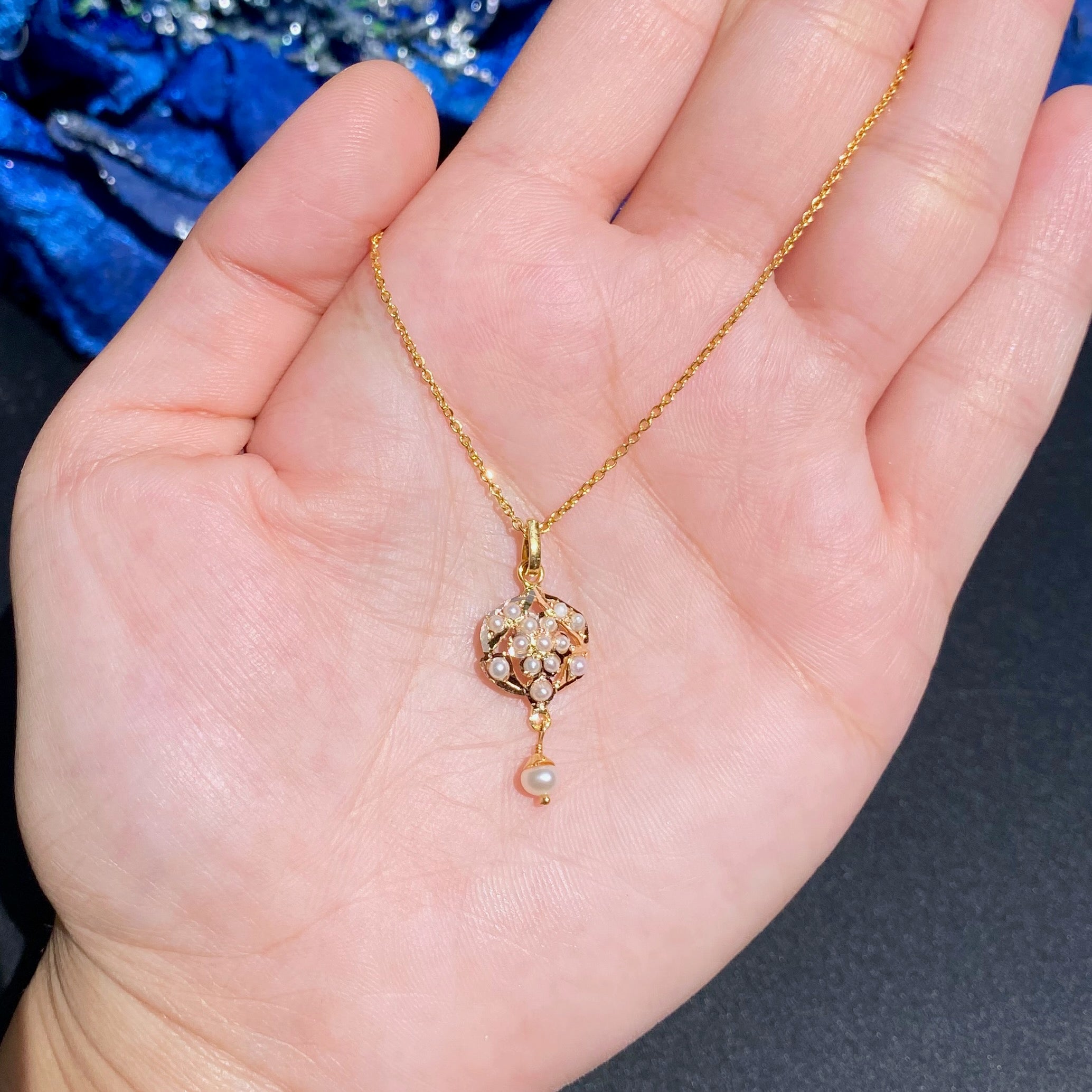 Traditional Jadau Pendant Studded with Pearls | 22k Gold Jewelry for Her GP 021
