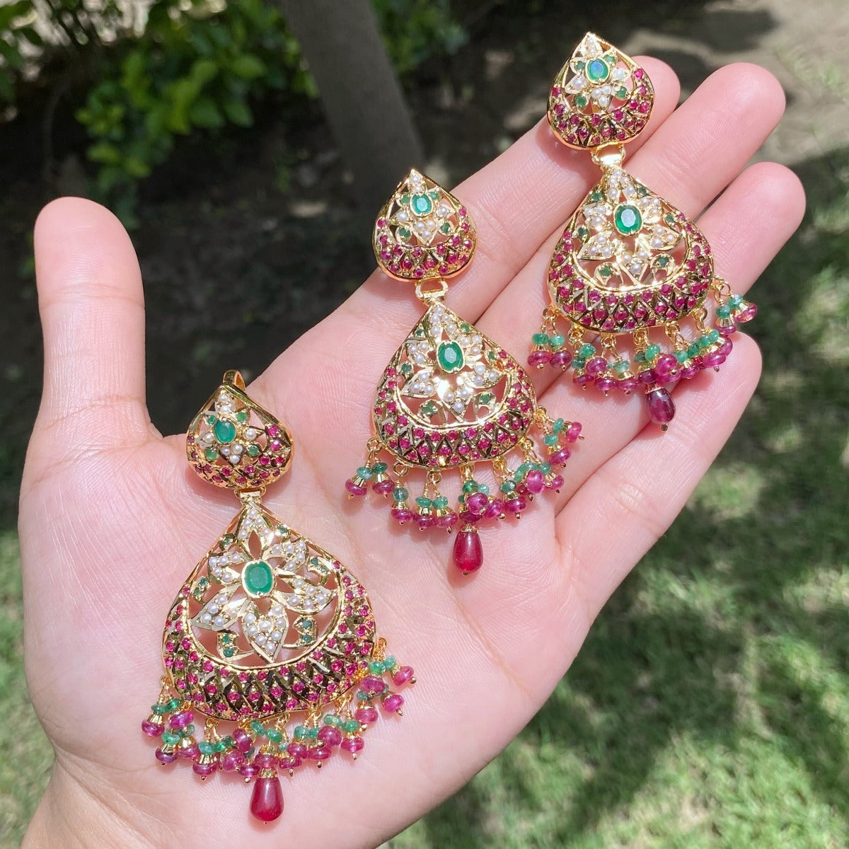silver plated jadau earrings usa