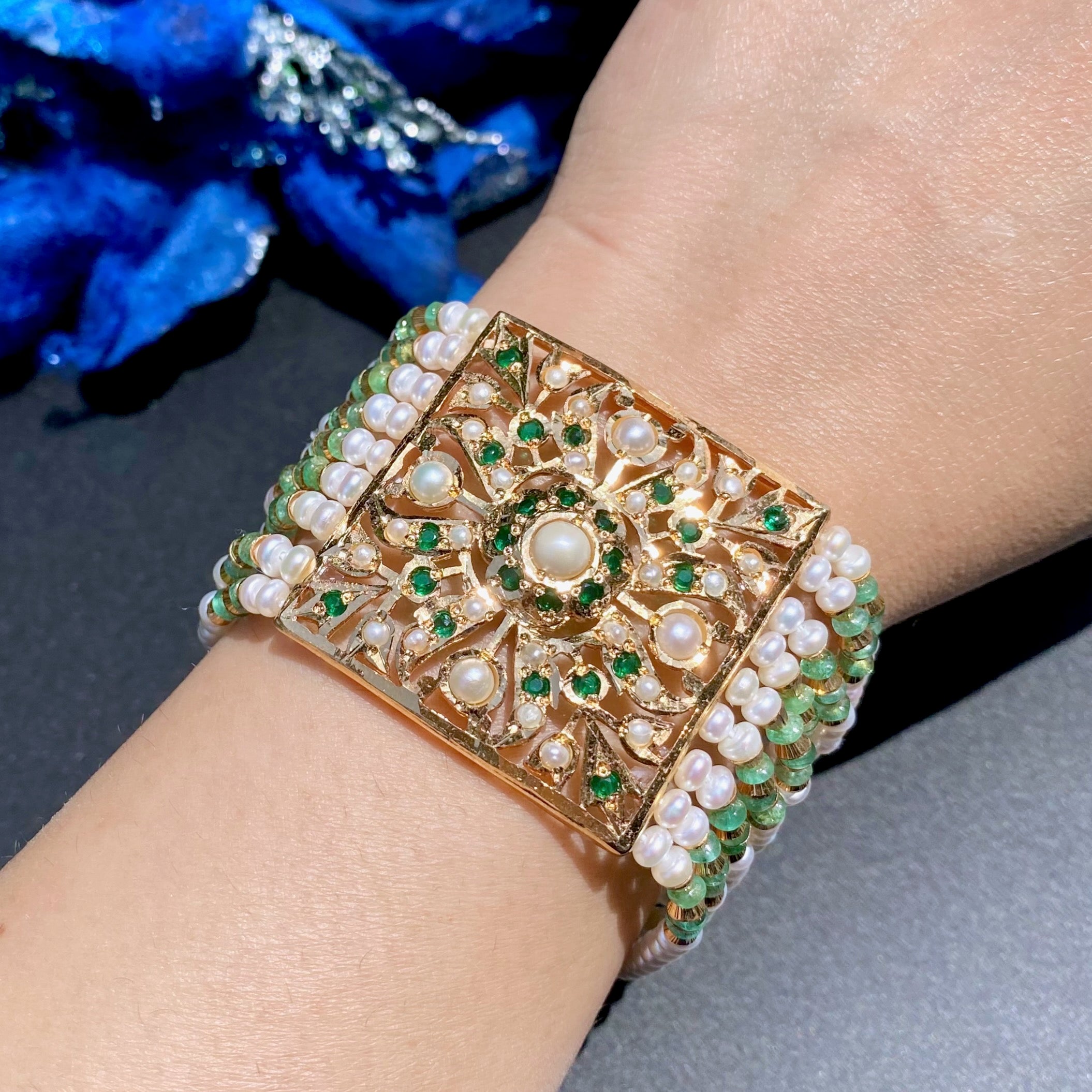 Antique Design Jadau Dasti | Old World Charm | Gold Plated on Silver Base BG 174