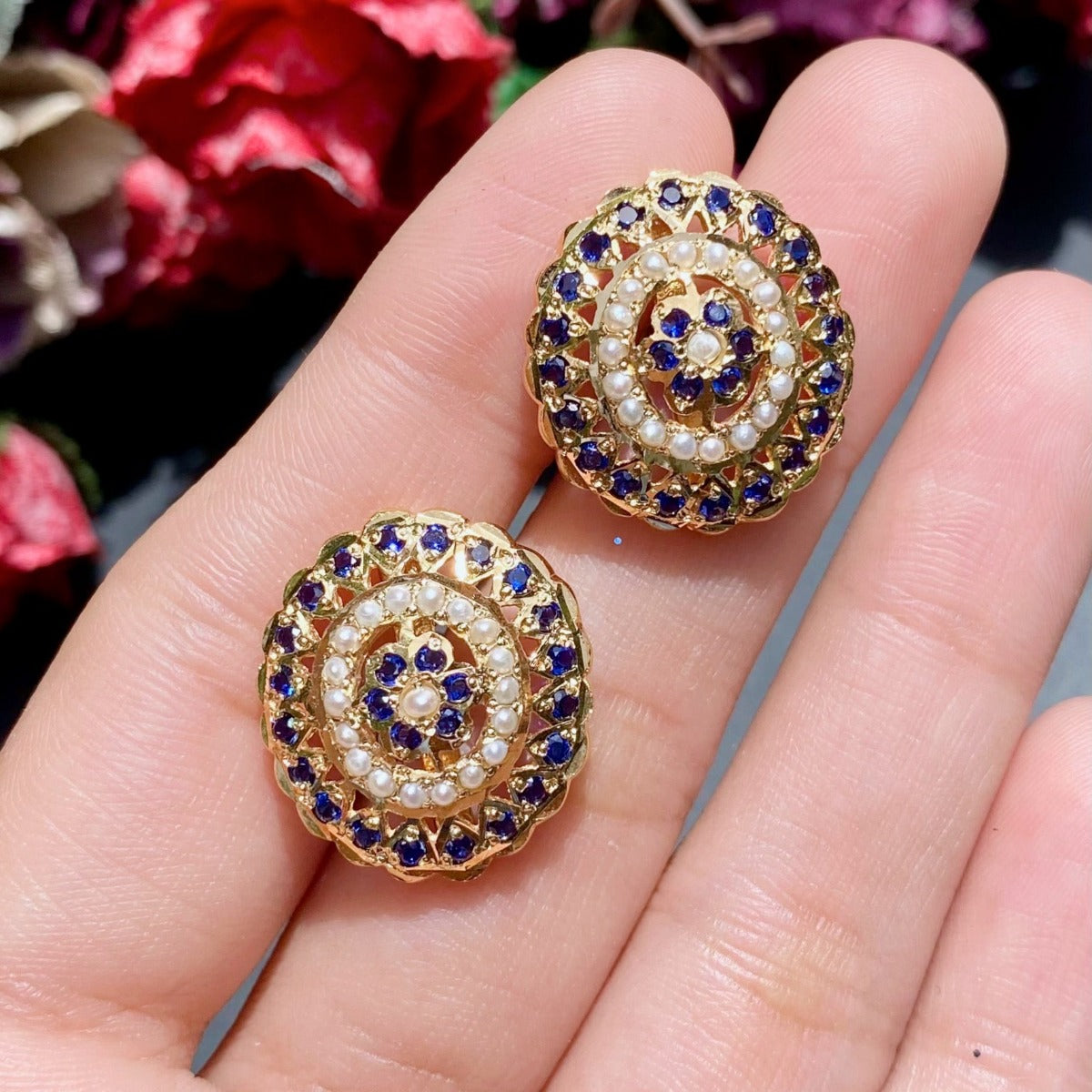 gold plated studs in silver