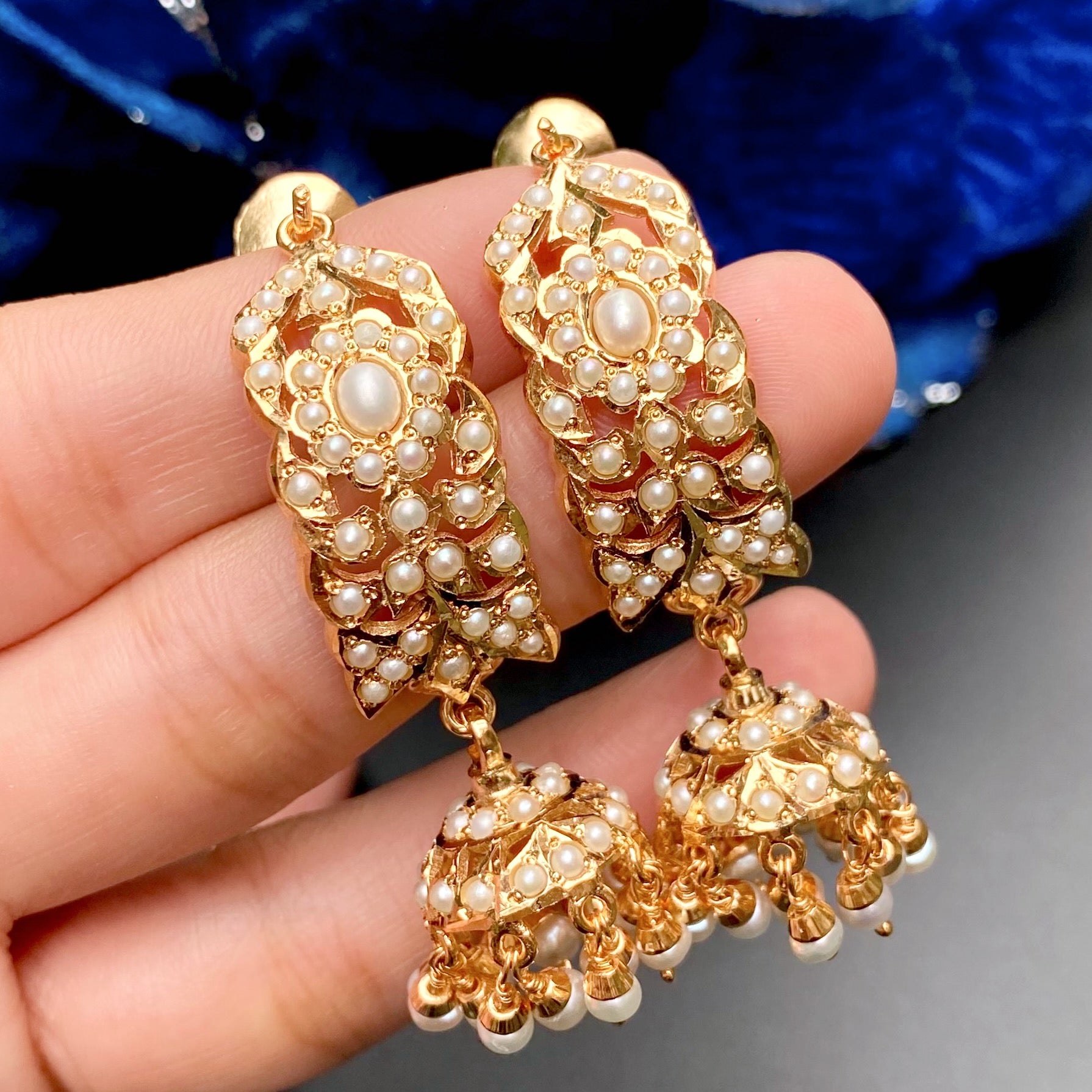 Pearl Dandi Jhumki | Gold Plated 925 Silver Earrings for Girls ER 487