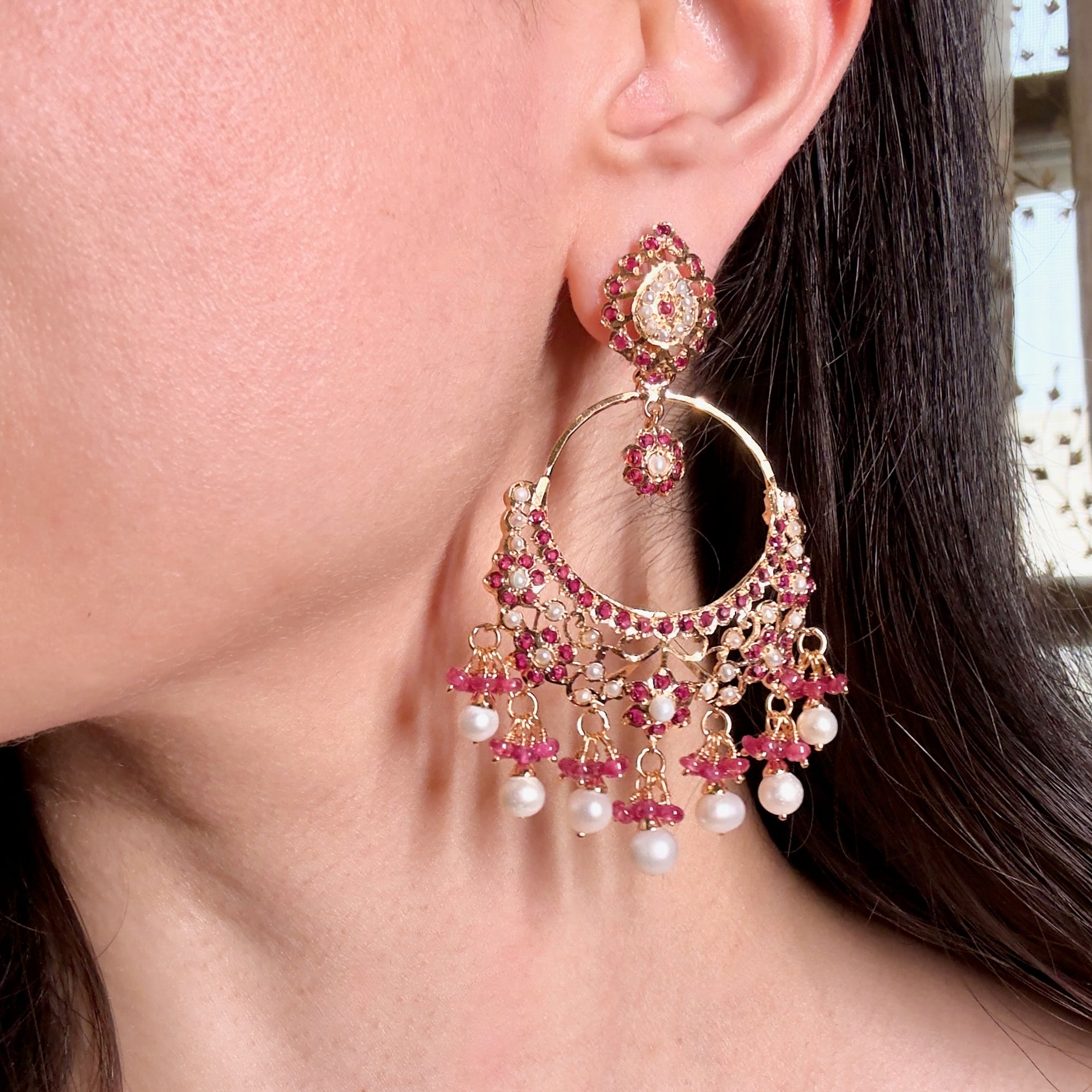 Exquisite Indian Chandbali Earrings | Gold Coated on Sterling Silver ER 496