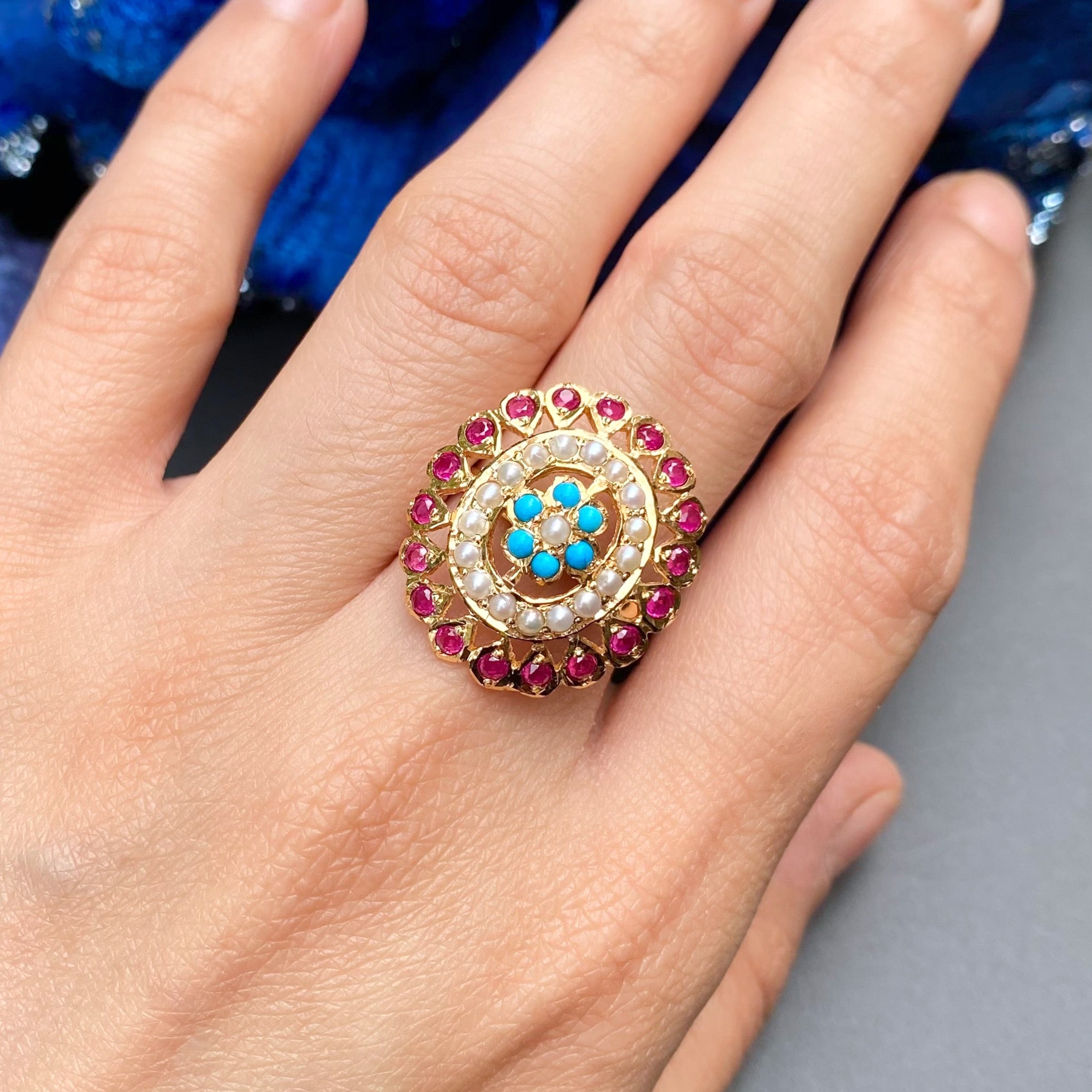 Small Oval Ring For Women | Gold Plated on SIlver | Jadau Jewelry LR 070