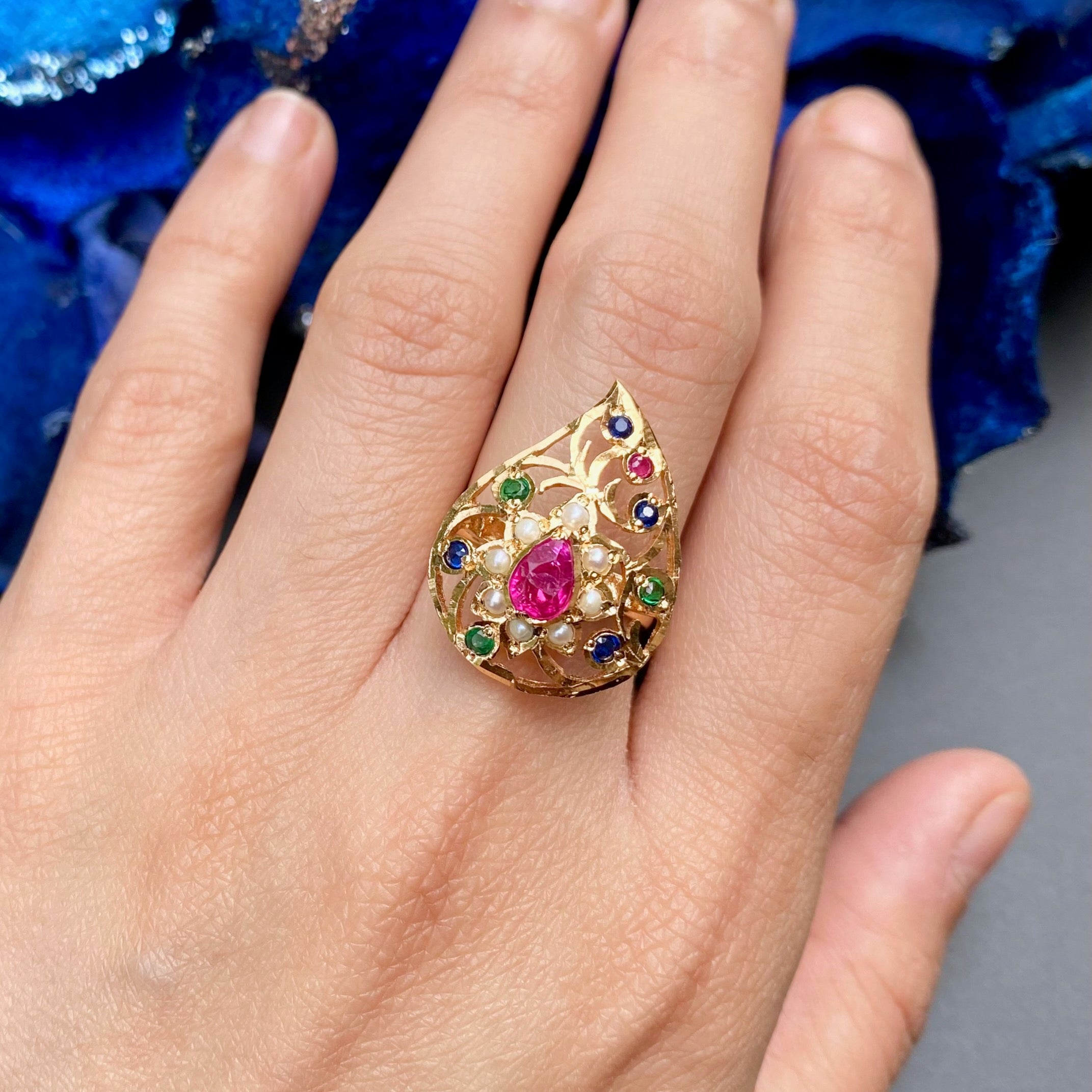 Sleek Ring for Women | Gold Plated on Silver | Jadau Jewelry LR 072