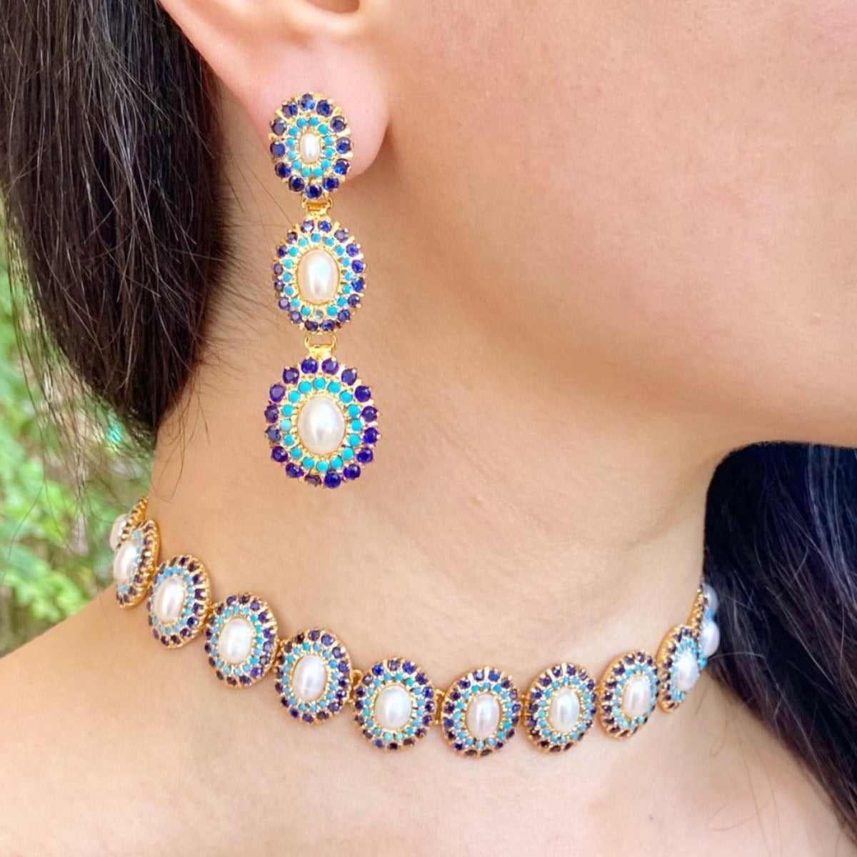 jadau choker set in silver