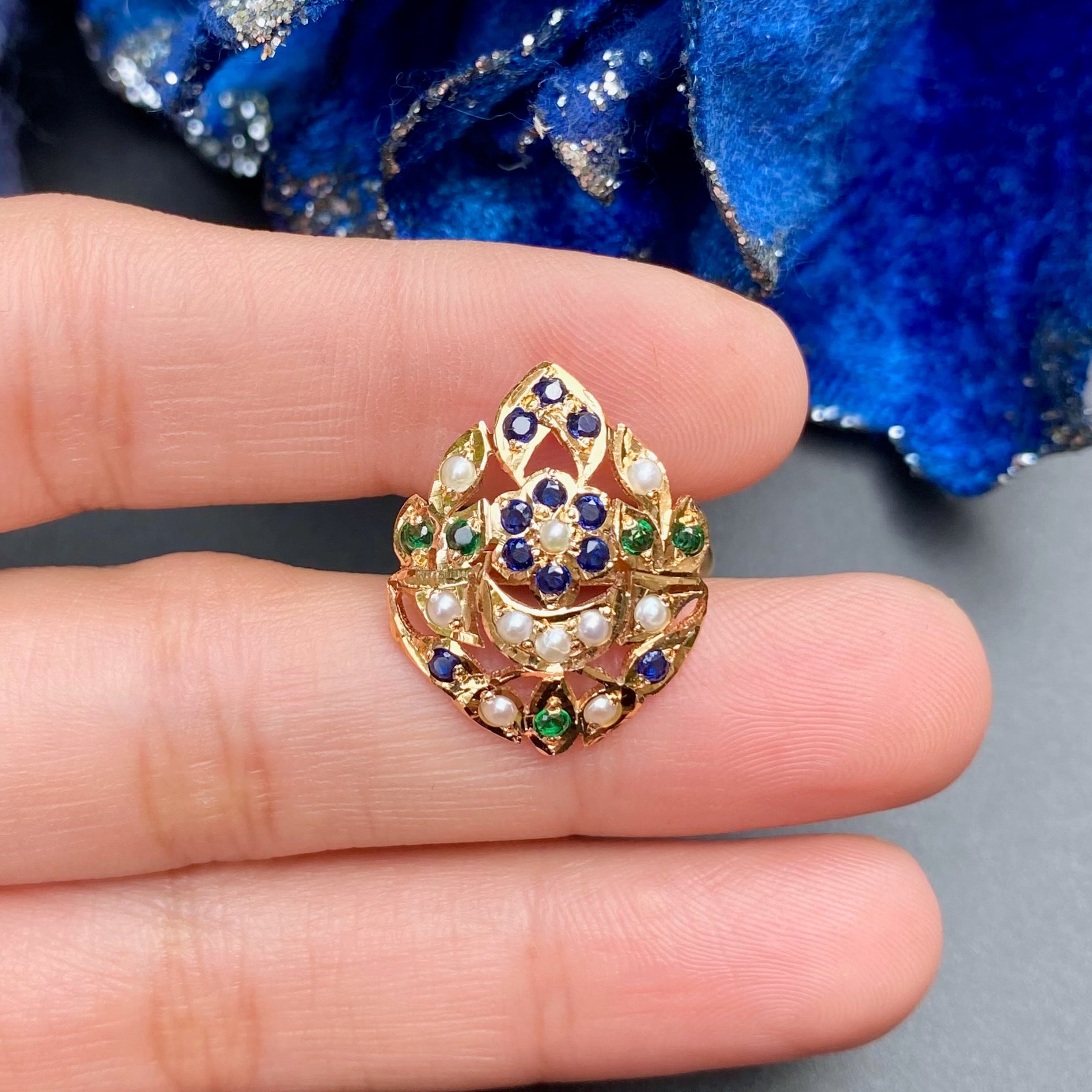Buy Ladies Ring Online | Sterling Silver with Gold Plating LR 057