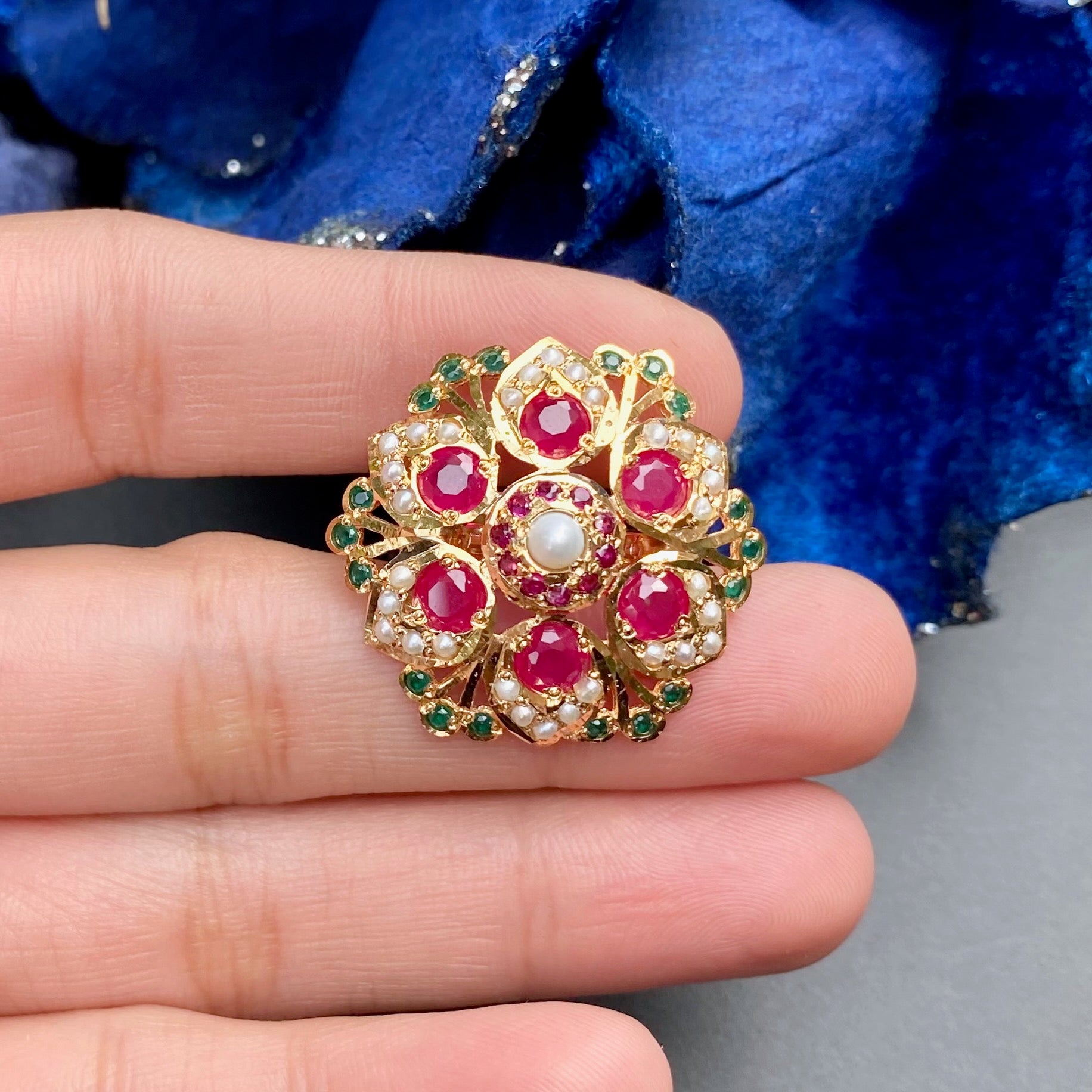small gold plated jadau ring
