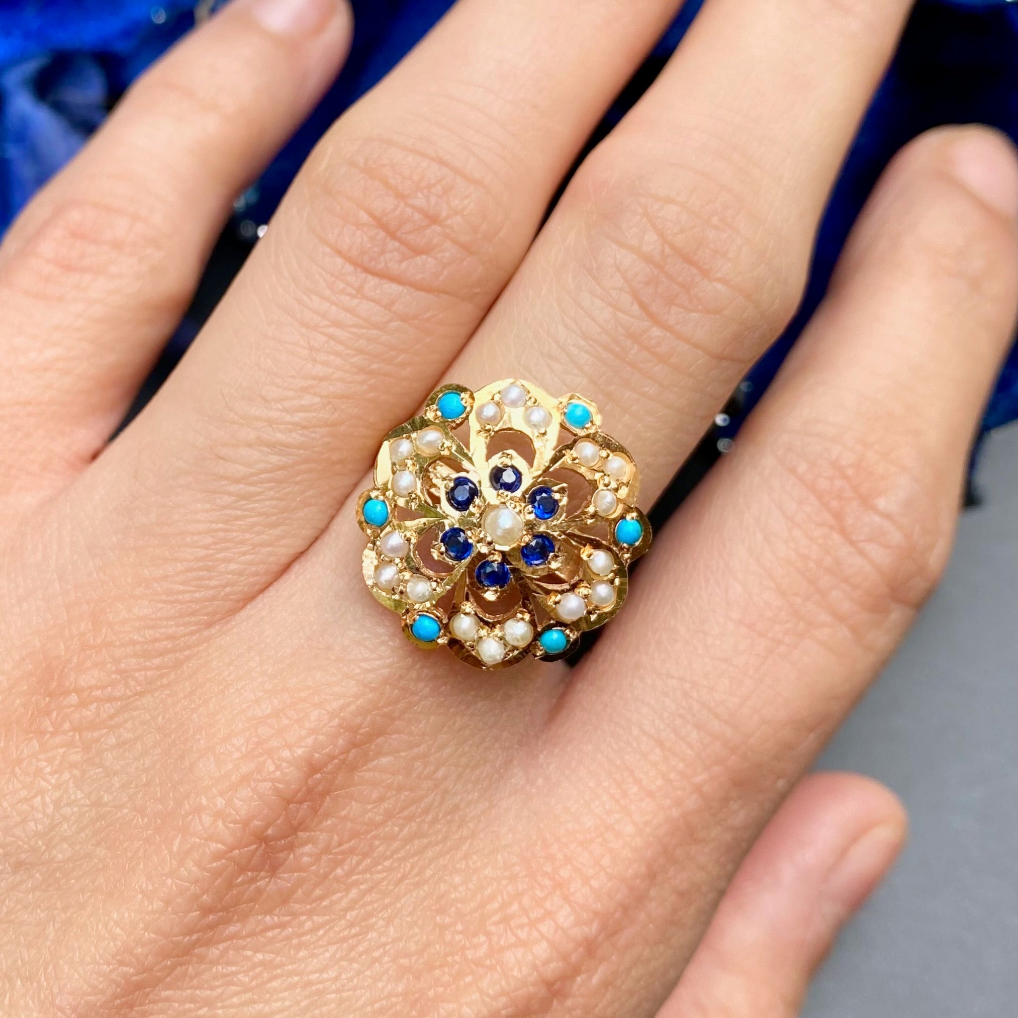simple jadau ring on silver with gold plating