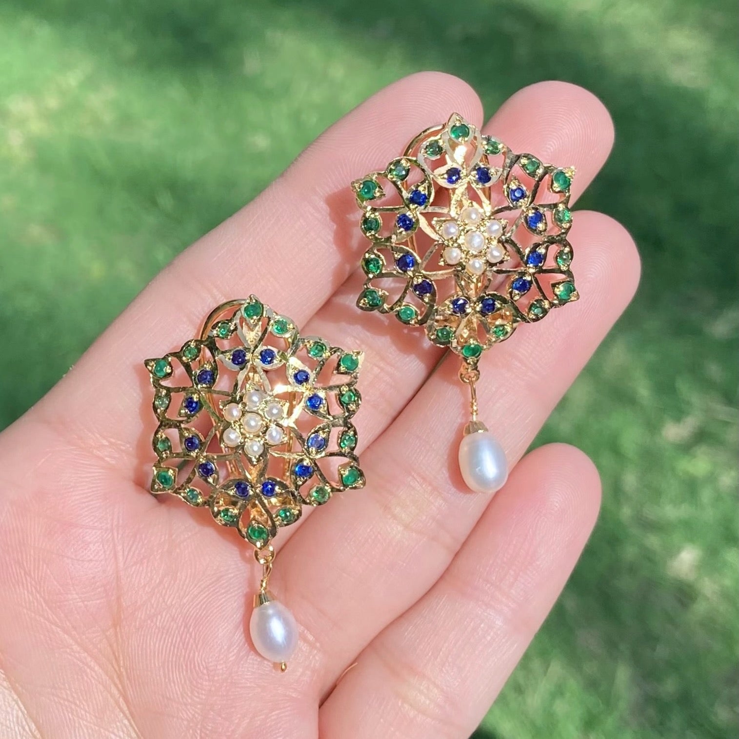 Openwork Jadau Pendant Set | Gold Plated 925 Silver PS 144