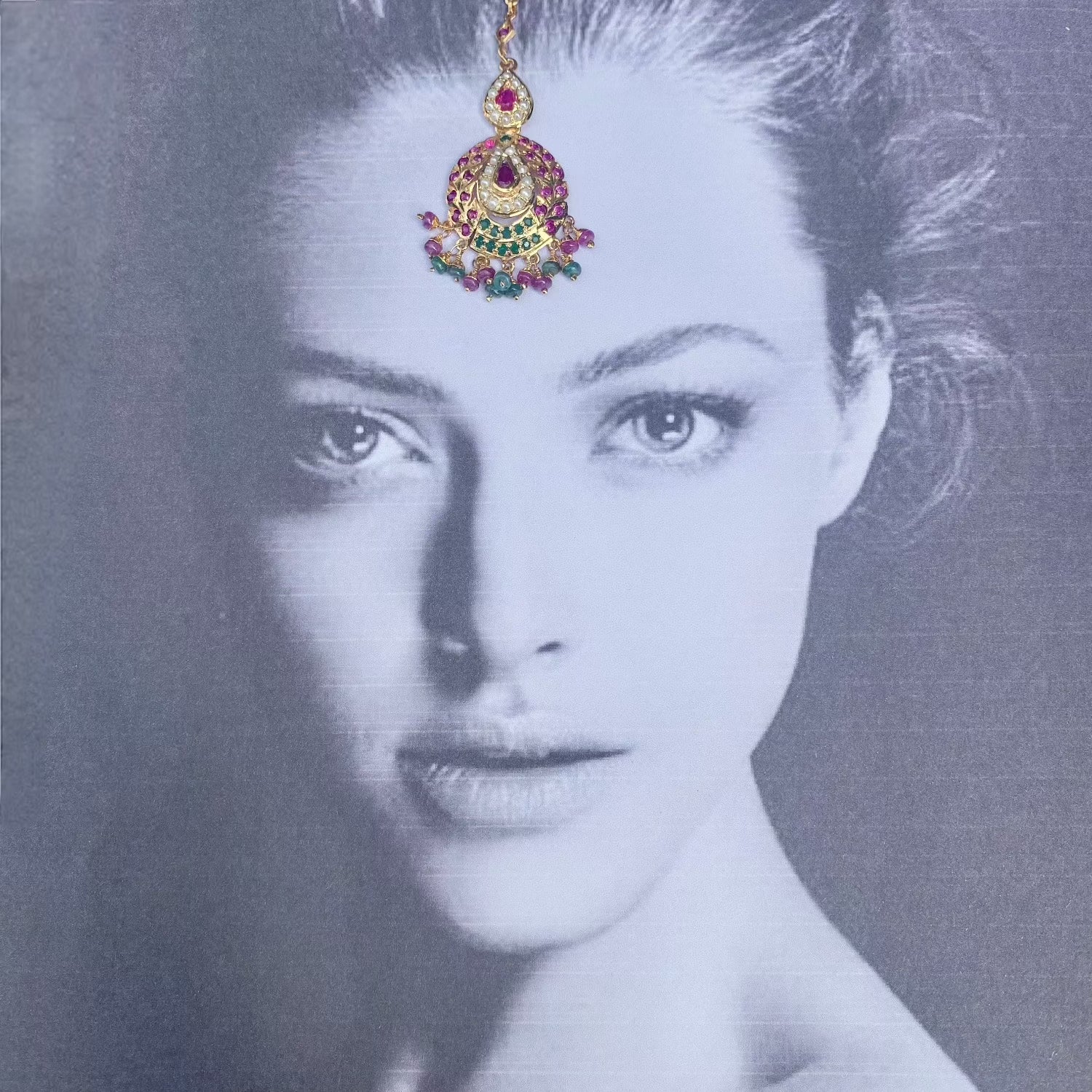 silver jadau maang tikka gold plated